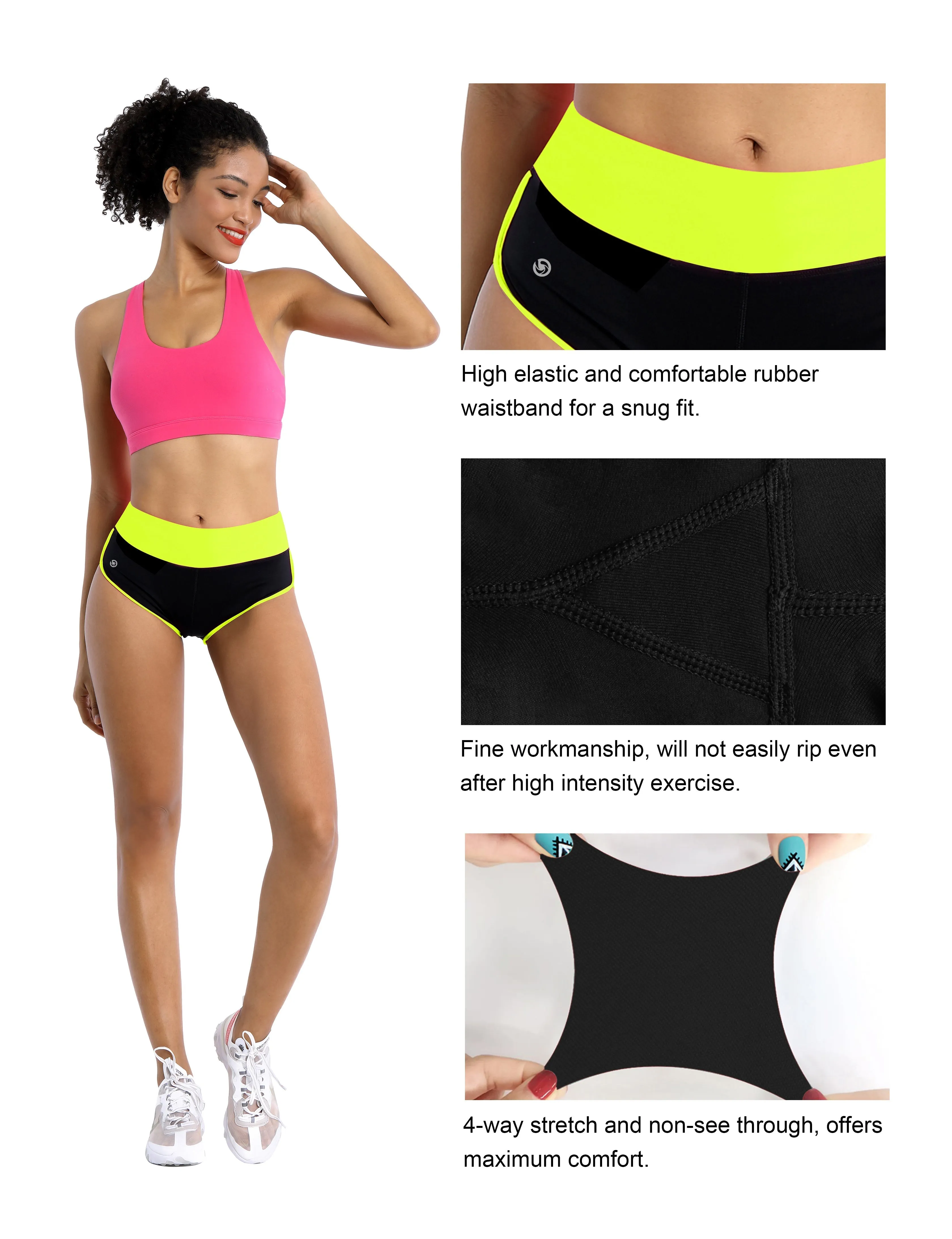 030 Sexy Booty yogastudio Shorts fluorescentyellow_black_yogastudio