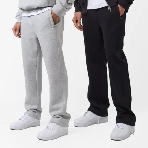 2 Pack Open Hem Jogger | Black Grey Marl