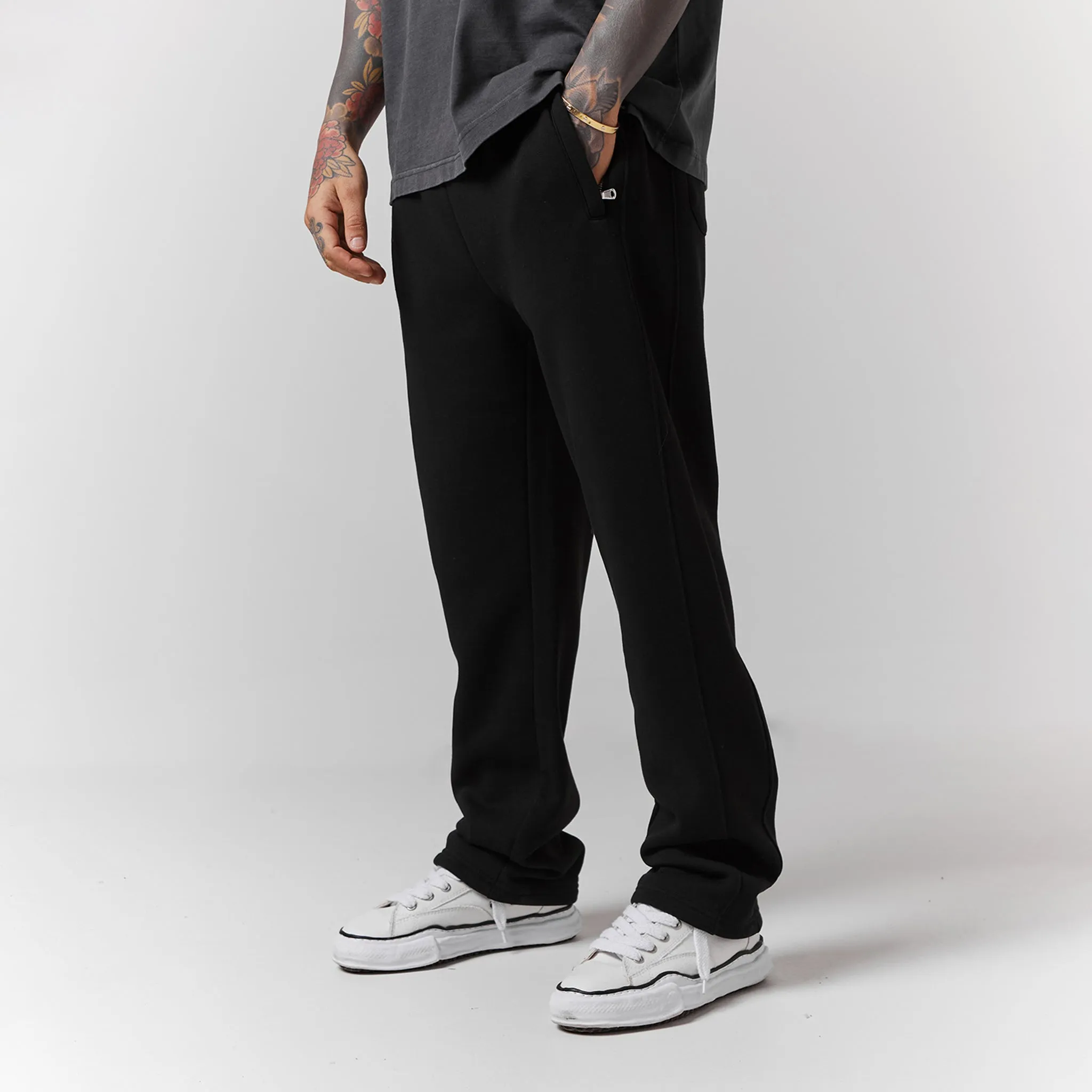 2 Pack Open Hem Jogger | Black Grey Marl