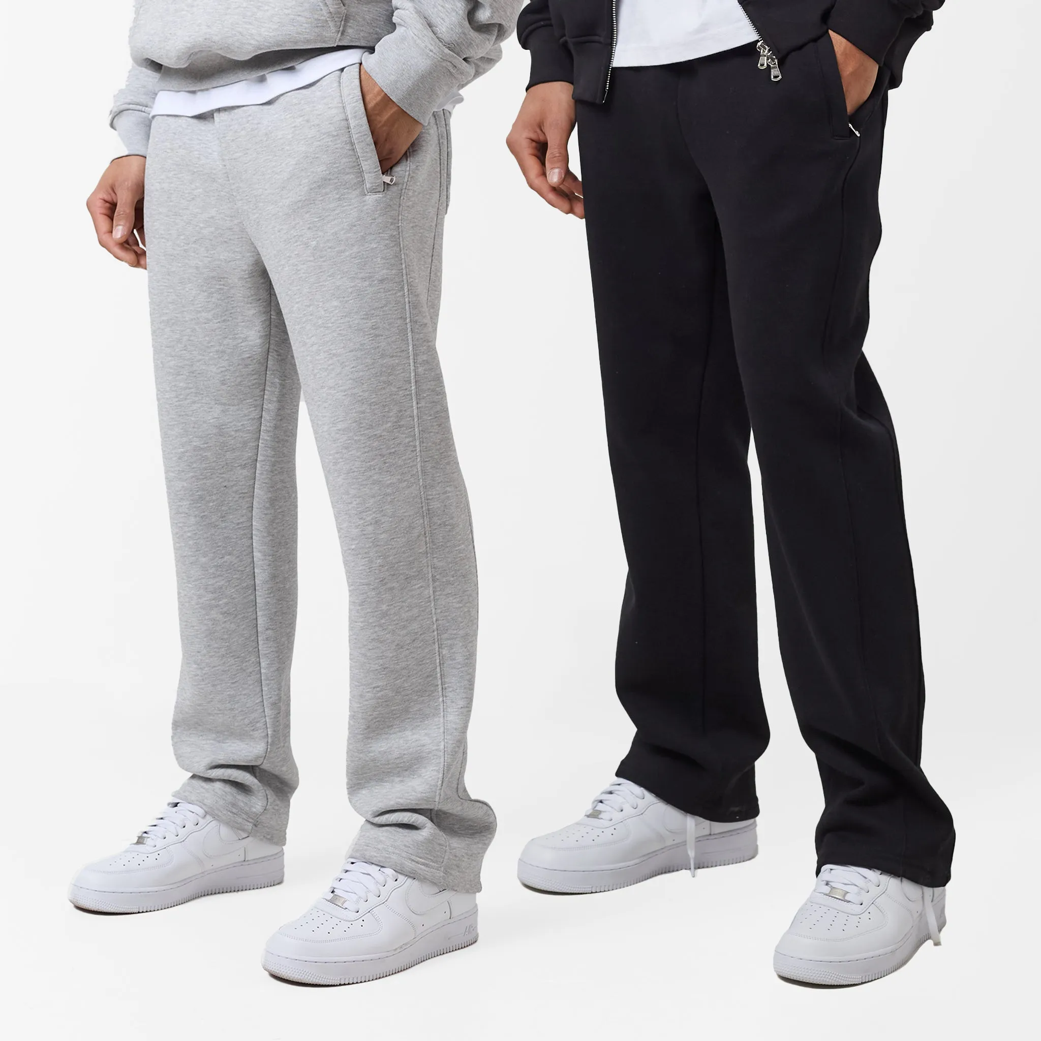 2 Pack Open Hem Jogger | Black Grey Marl