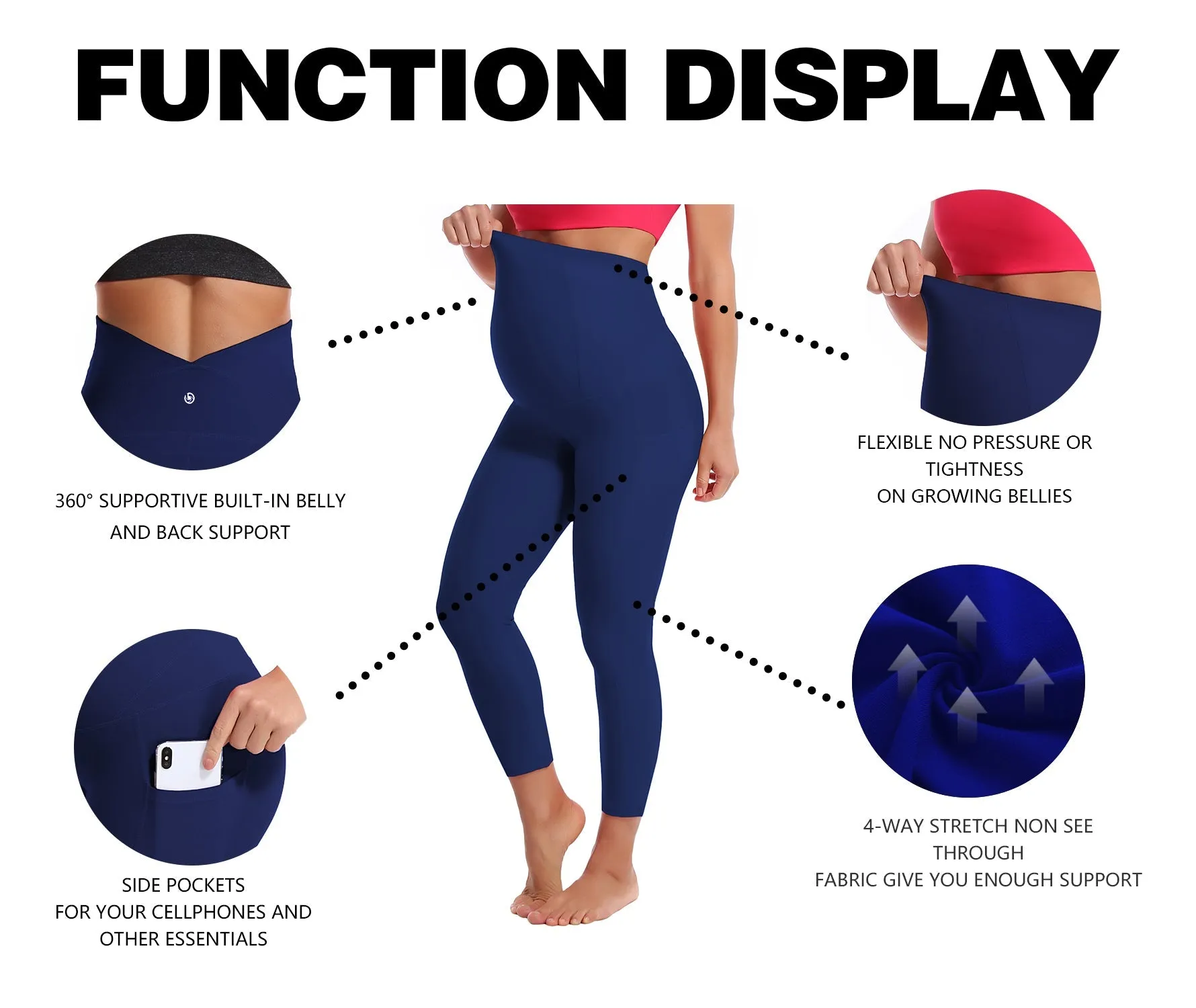 22" Side Pockets Maternity Biking Pants navy_Biking