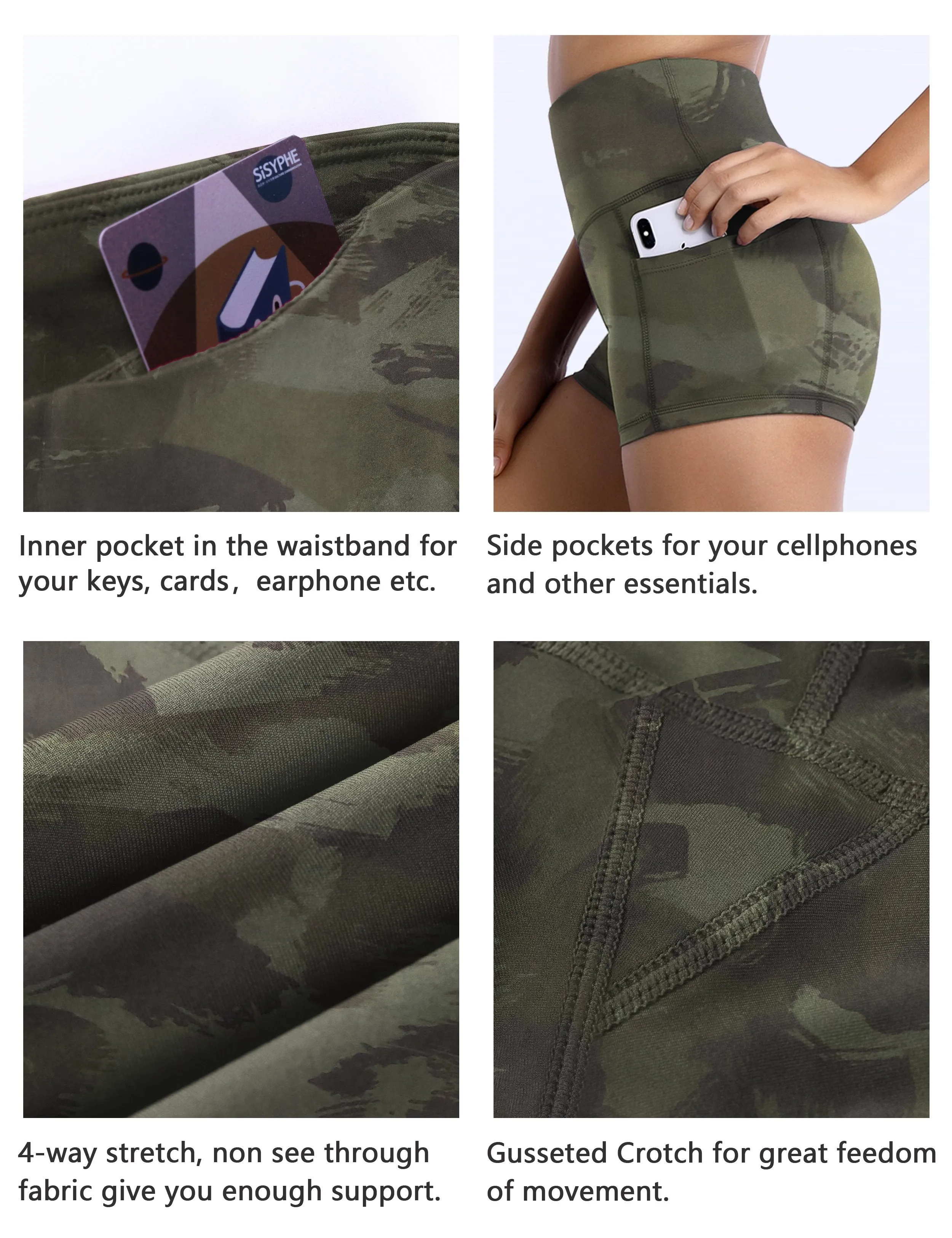 2.5" Printed Side Pockets Golf Shorts green brushcamo_Golf