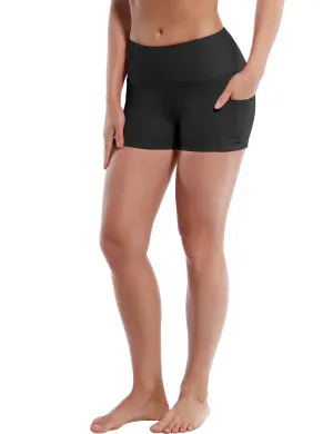 2.5" Side Pockets Plus Size Shorts black_Plus Size