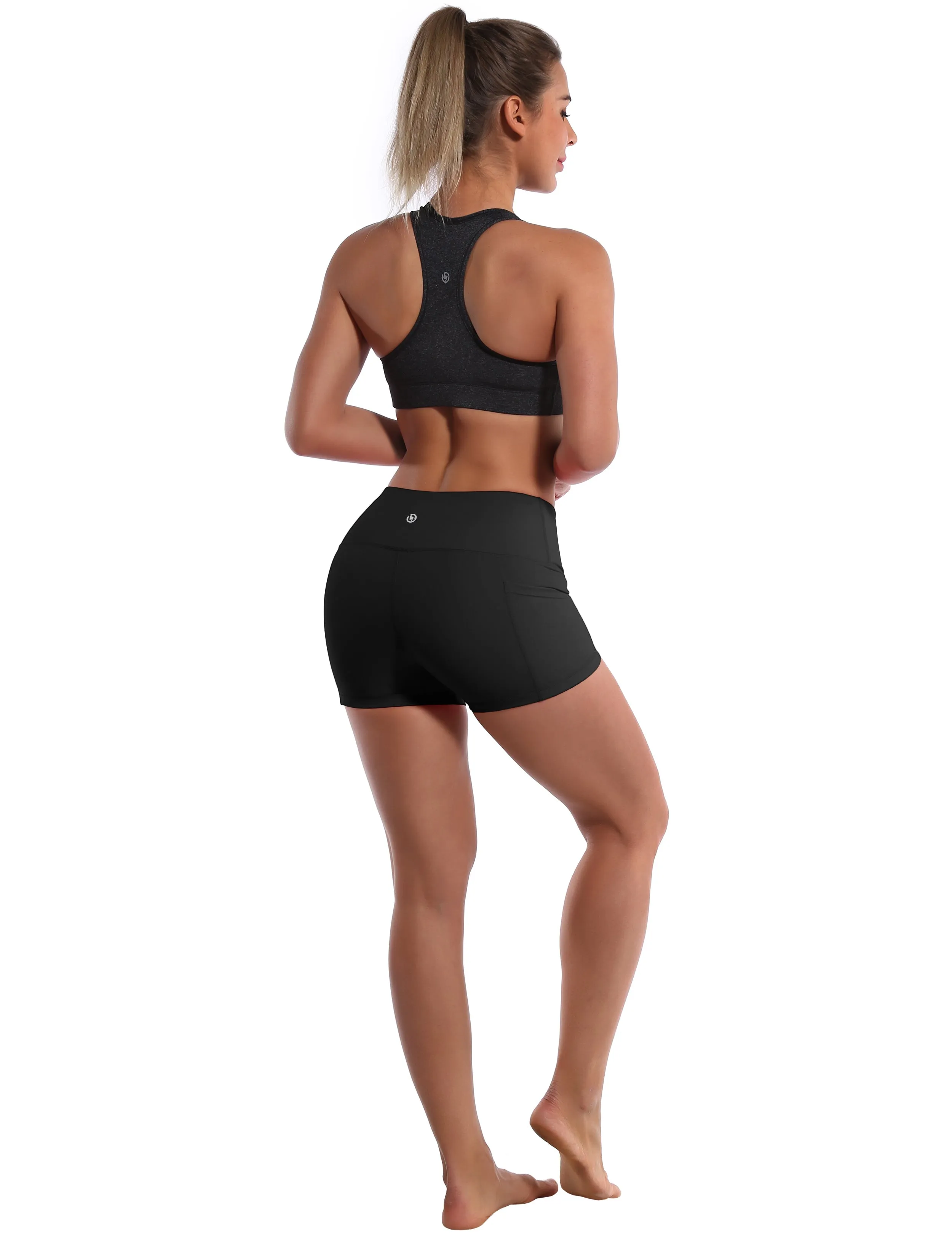2.5" Side Pockets Plus Size Shorts black_Plus Size