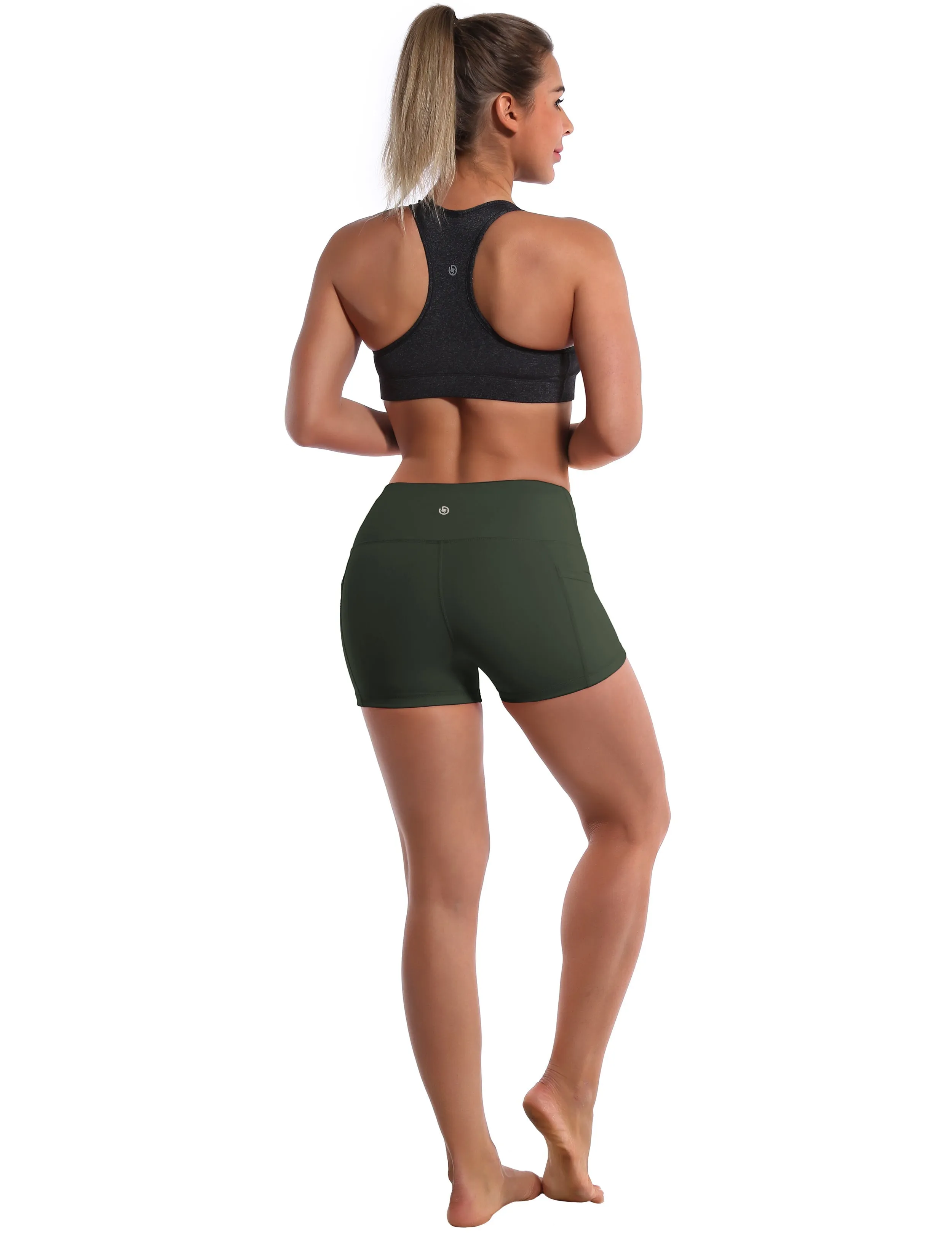 2.5" Side Pockets Plus Size Shorts olivegray_Plus Size