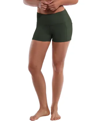 2.5" Side Pockets Plus Size Shorts olivegray_Plus Size