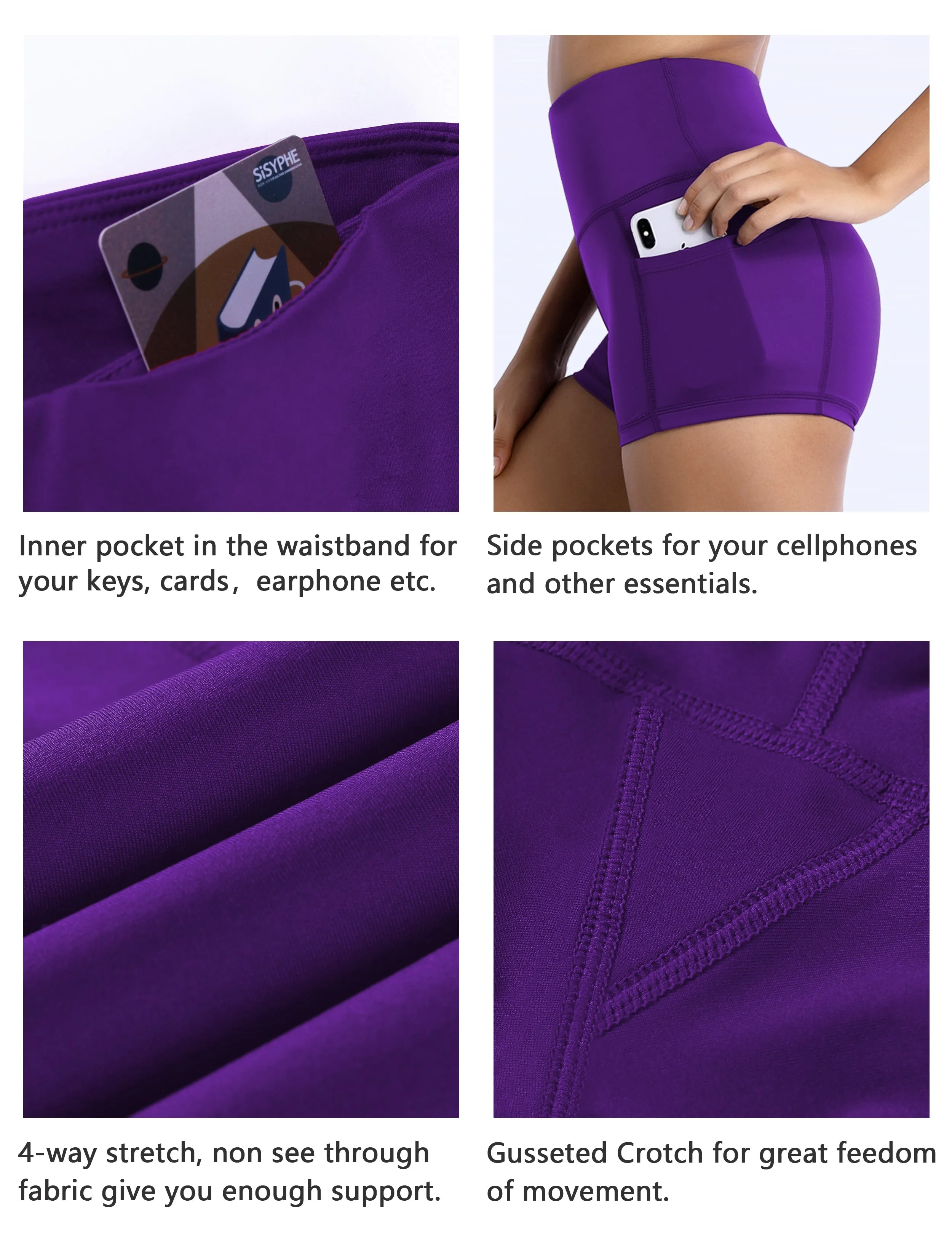 2.5" Side Pockets Tall Size Shorts eggplantpurple_Tall Size