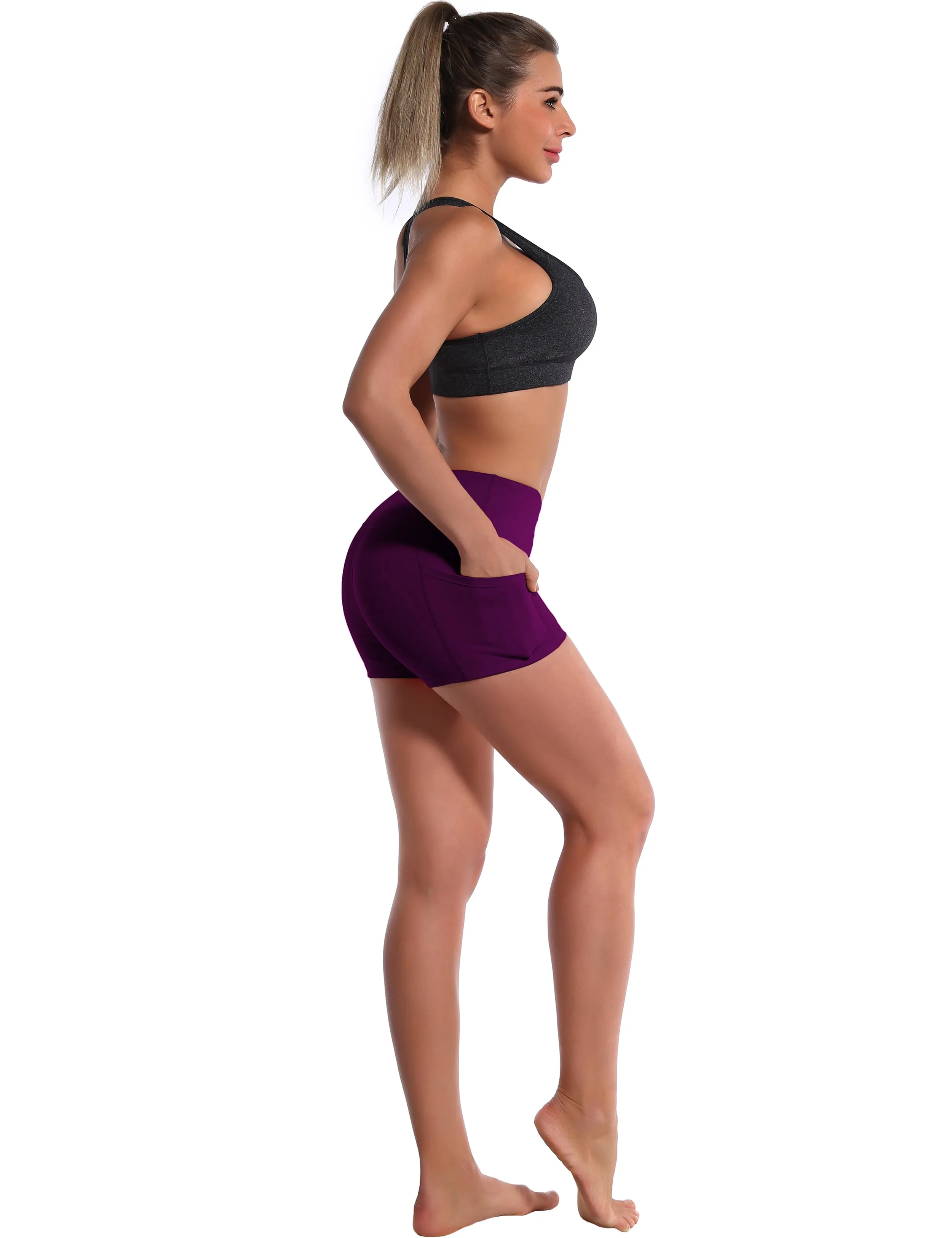 2.5" Side Pockets Yoga Shorts plum_yoga
