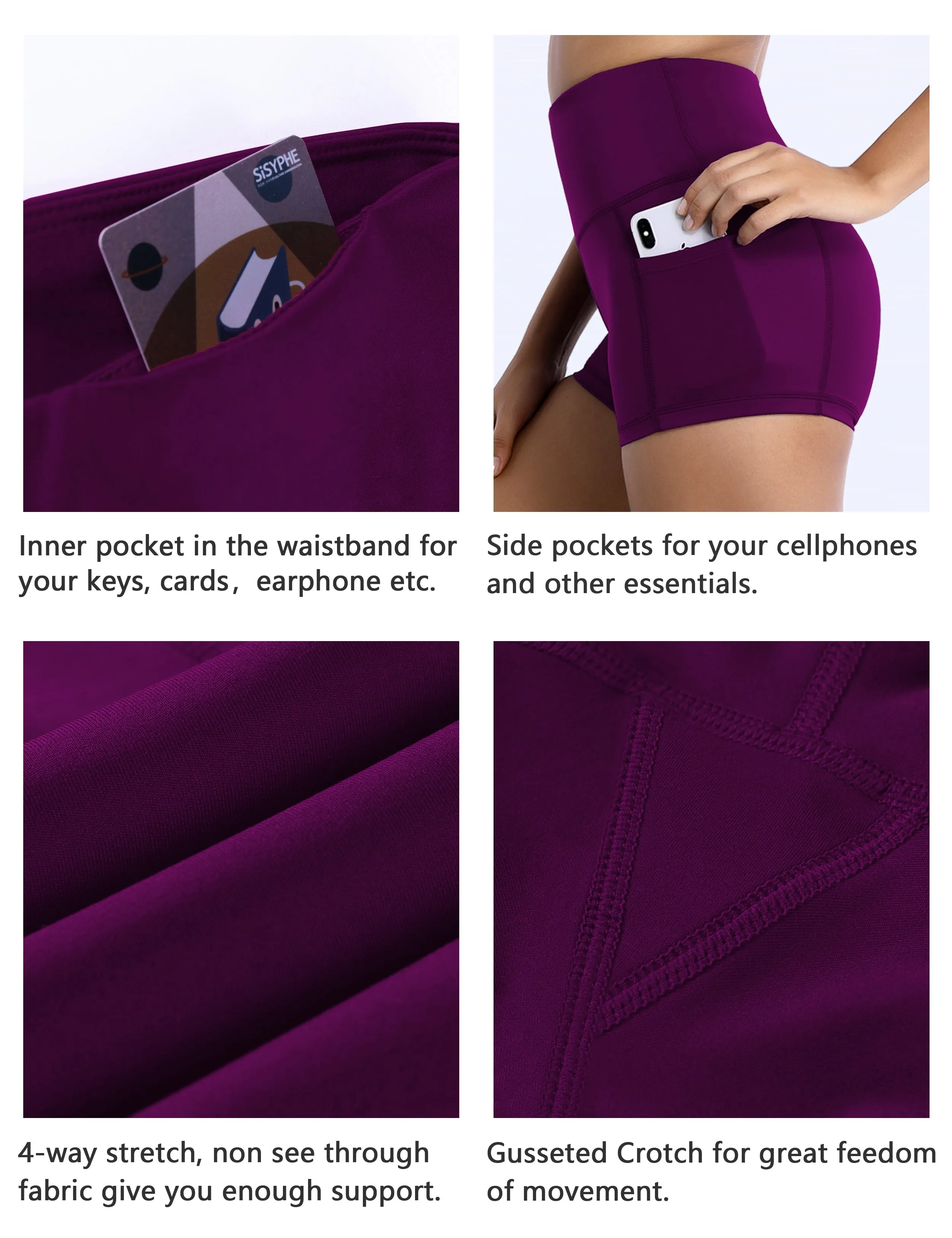 2.5" Side Pockets Yoga Shorts plum_yoga