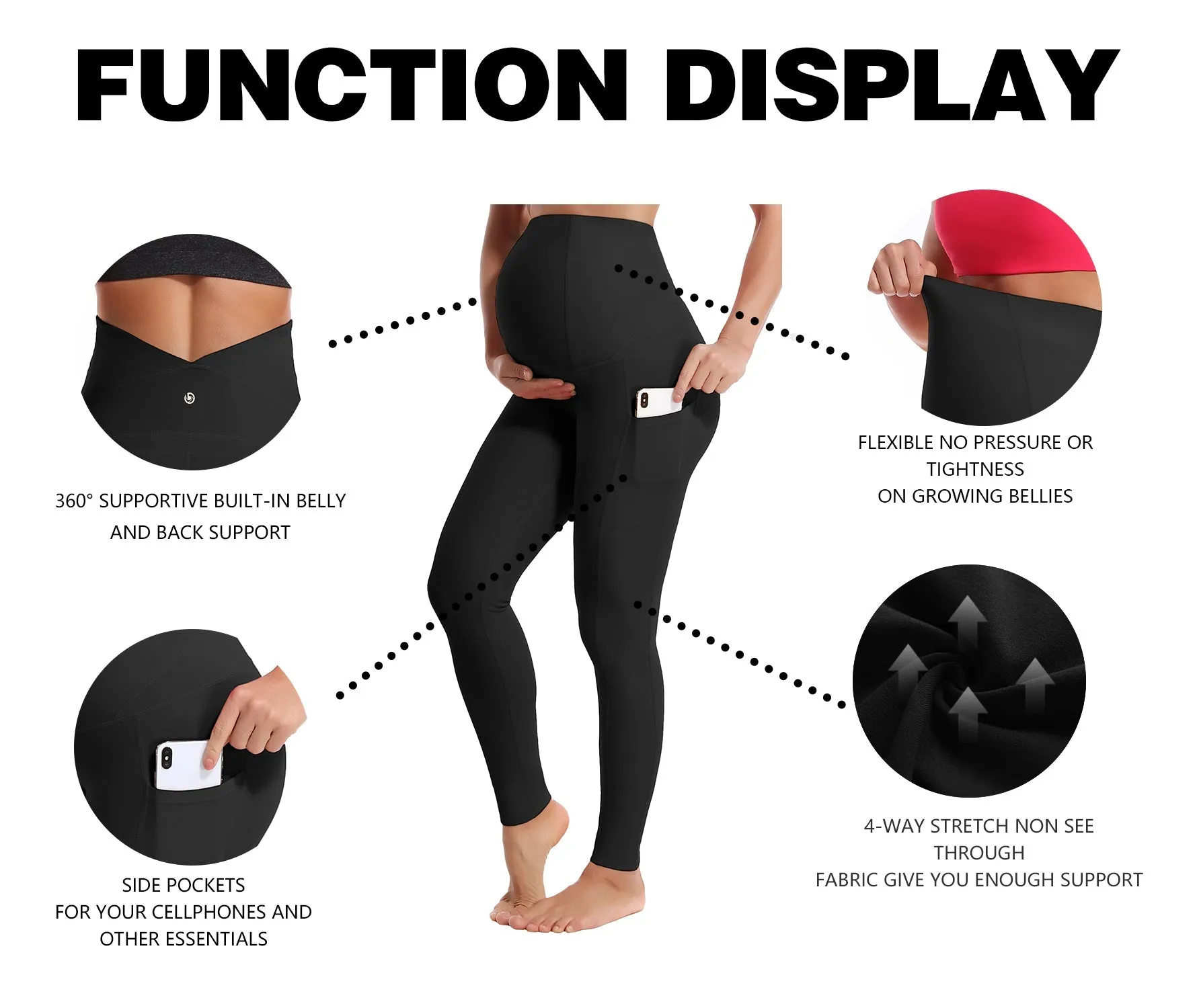 26" Side Pockets Maternity Golf Pants black_Golf