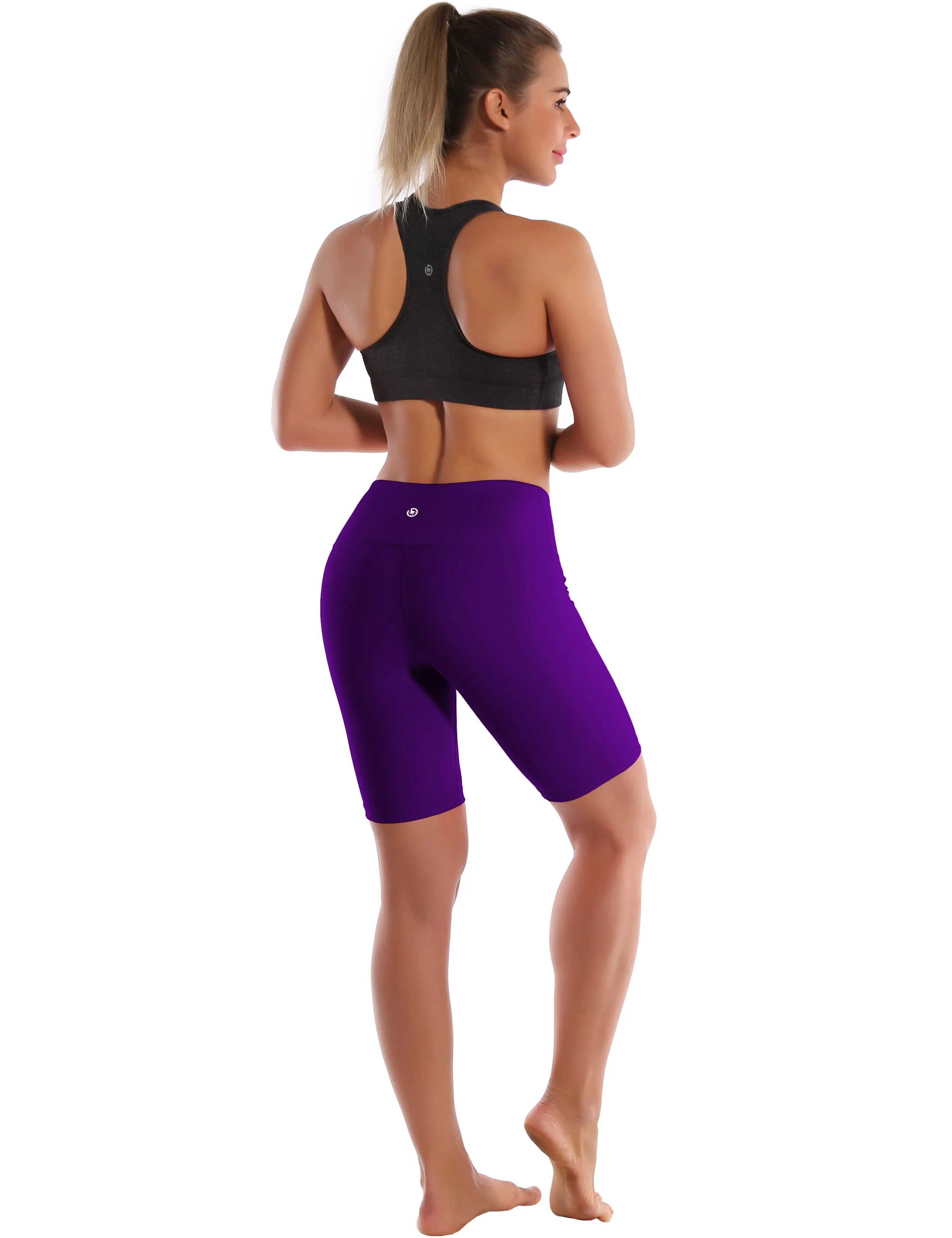 8" High Waist Plus Size Shorts eggplantpurple_Plus Size
