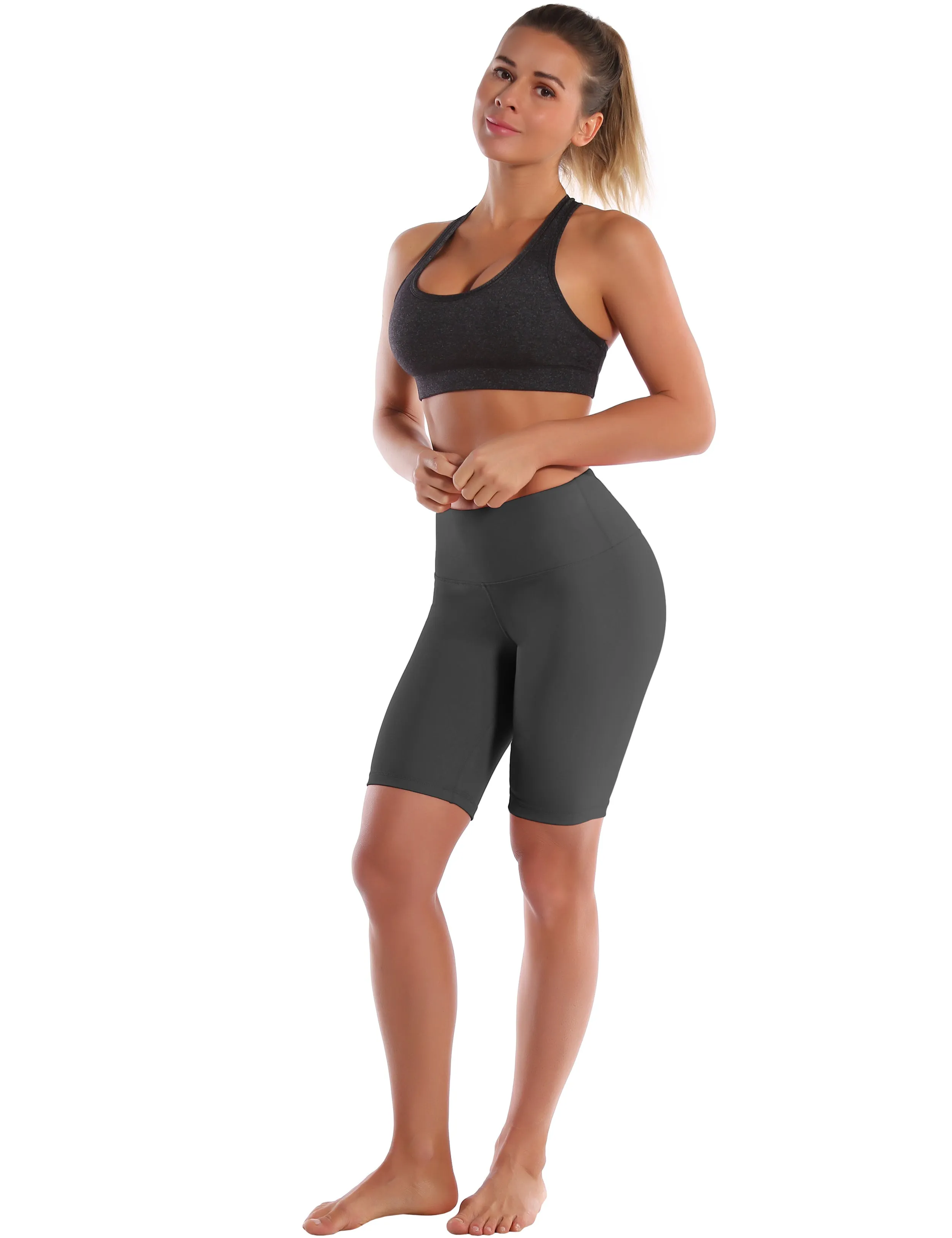 8" High Waist Plus Size Shorts shadowcharcoal_Plus Size