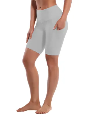 8" Side Pockets Pilates Shorts lightgray_Pilates