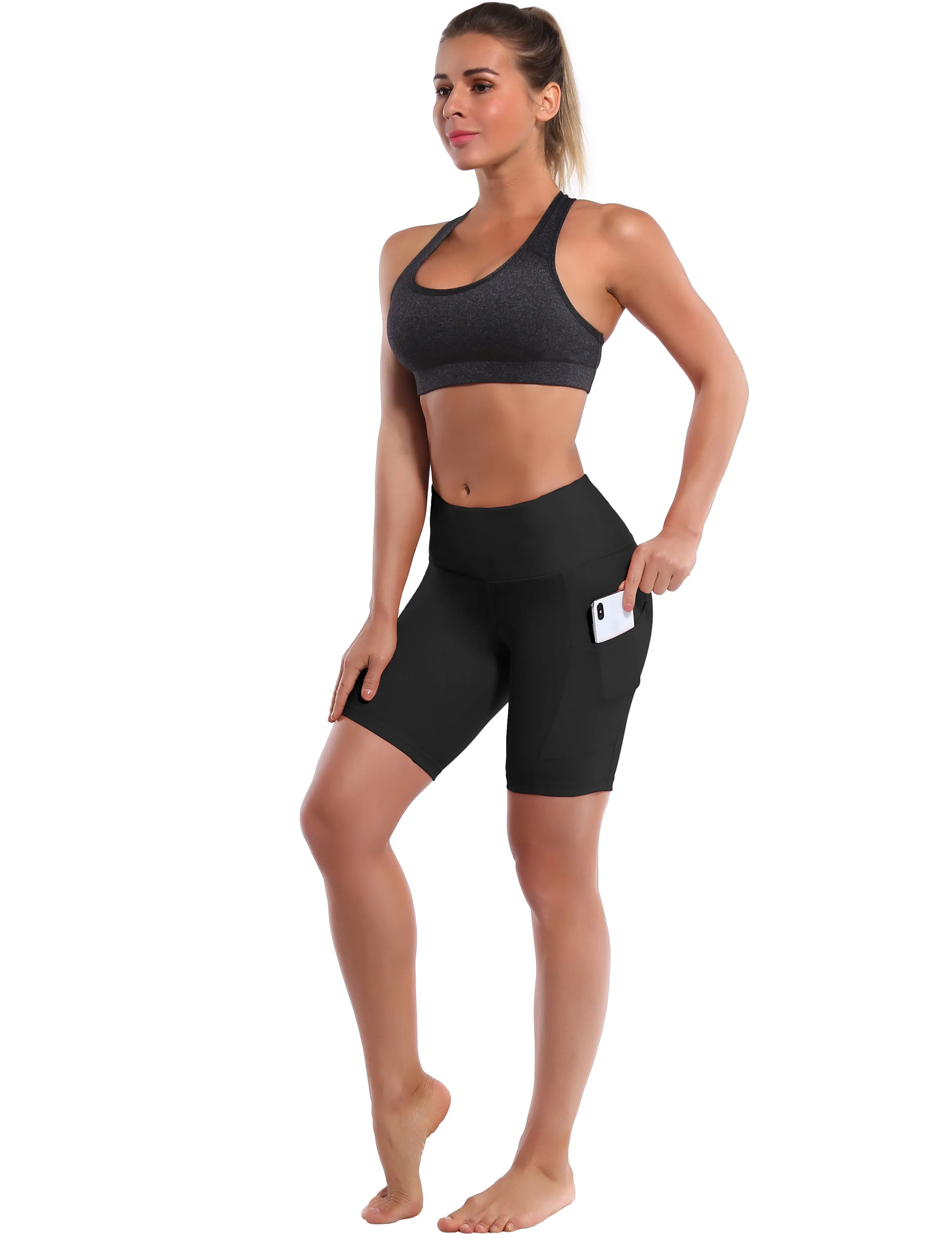 8" Side Pockets Tall Size Shorts black_Tall Size