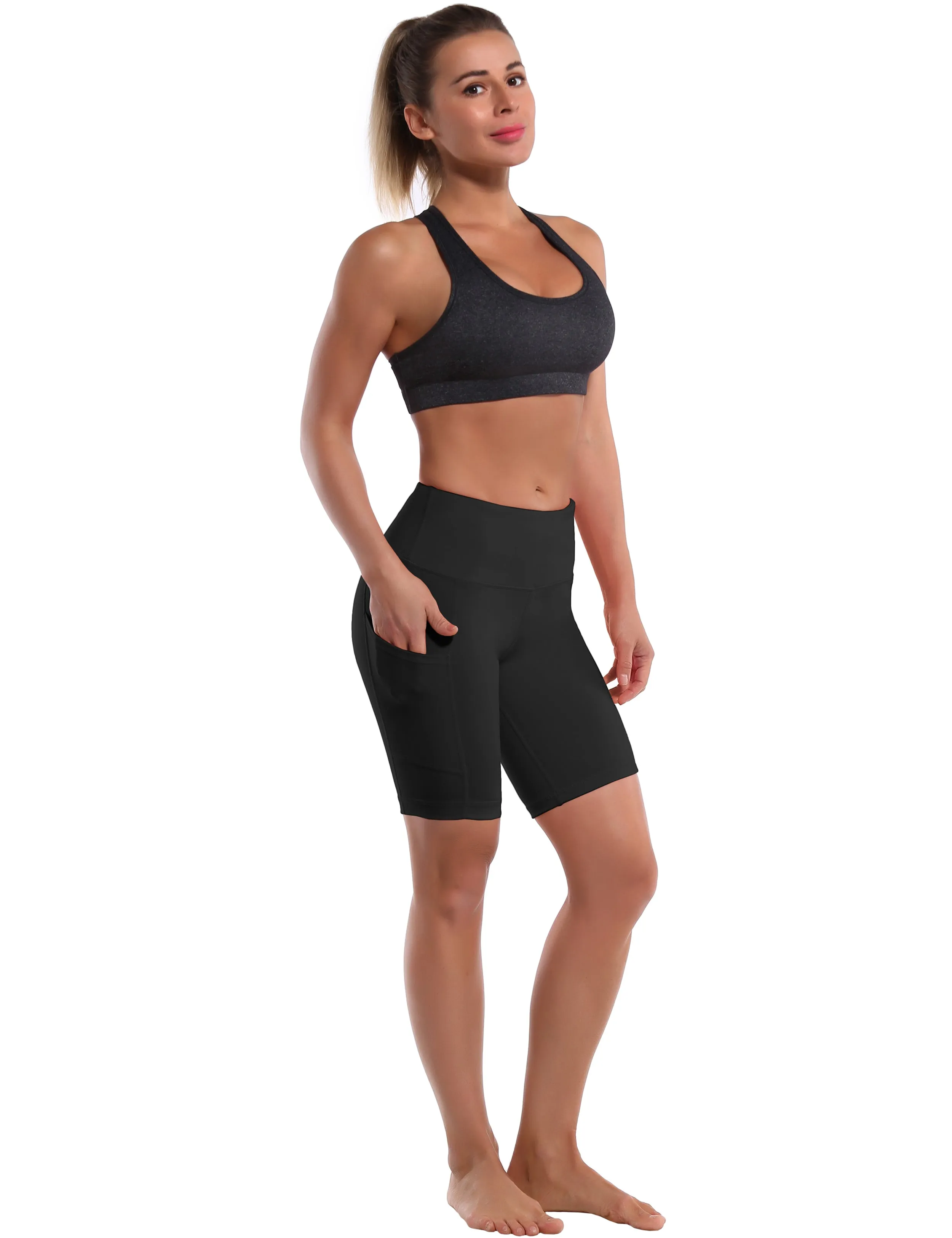 8" Side Pockets Tall Size Shorts black_Tall Size