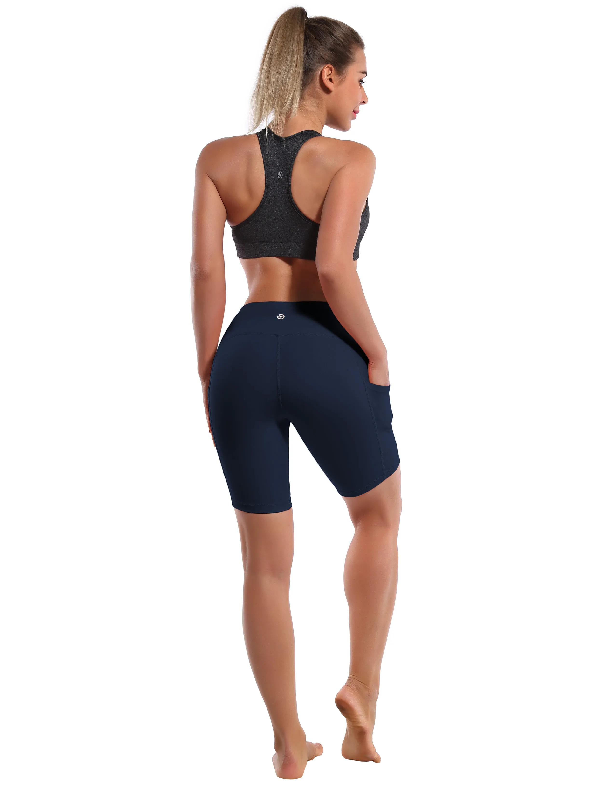 8" Side Pockets Yoga Shorts darknavy_yoga