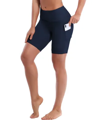 8" Side Pockets Yoga Shorts darknavy_yoga