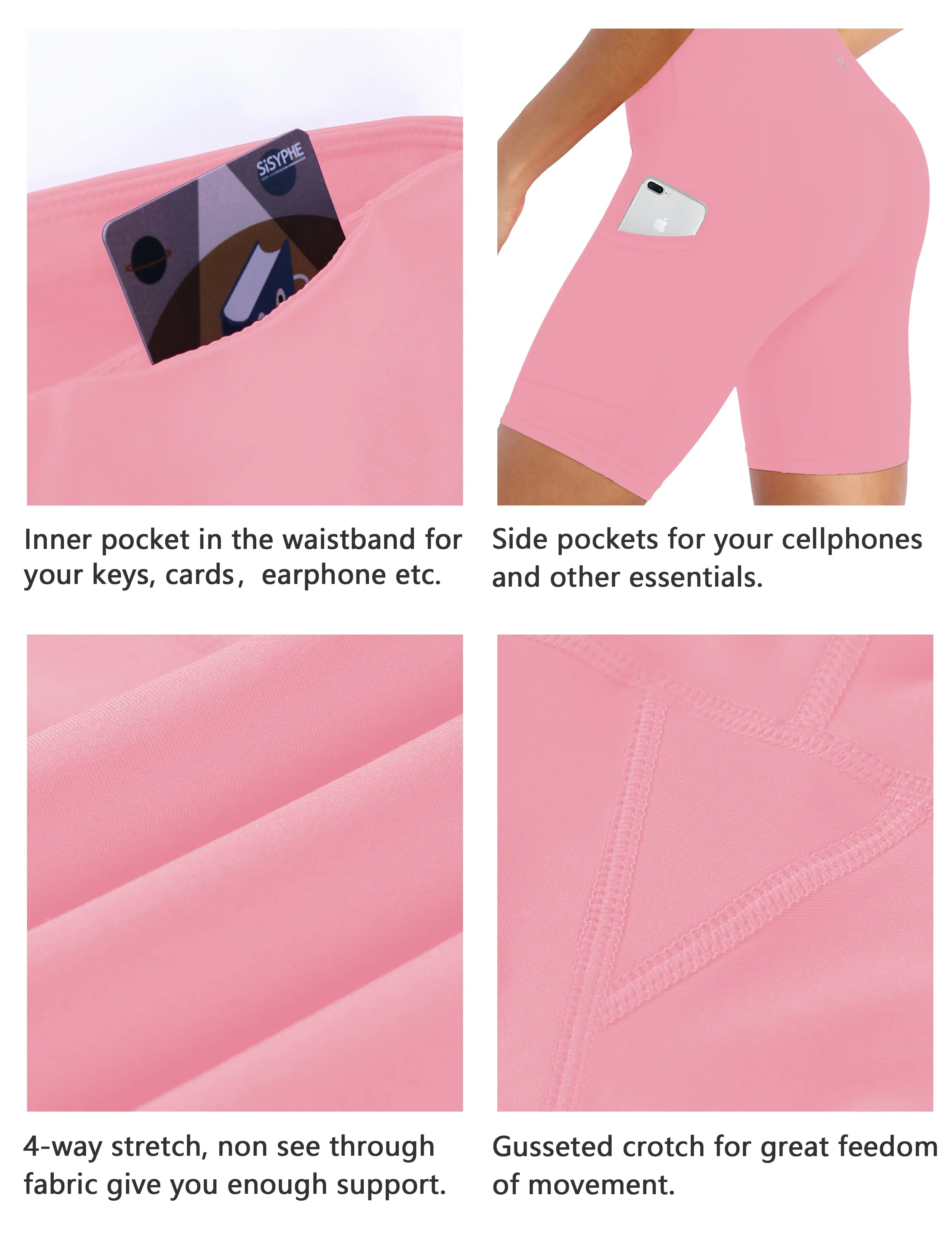 8" Side Pockets yogastudio Shorts lemonadepink ins_yogastudio