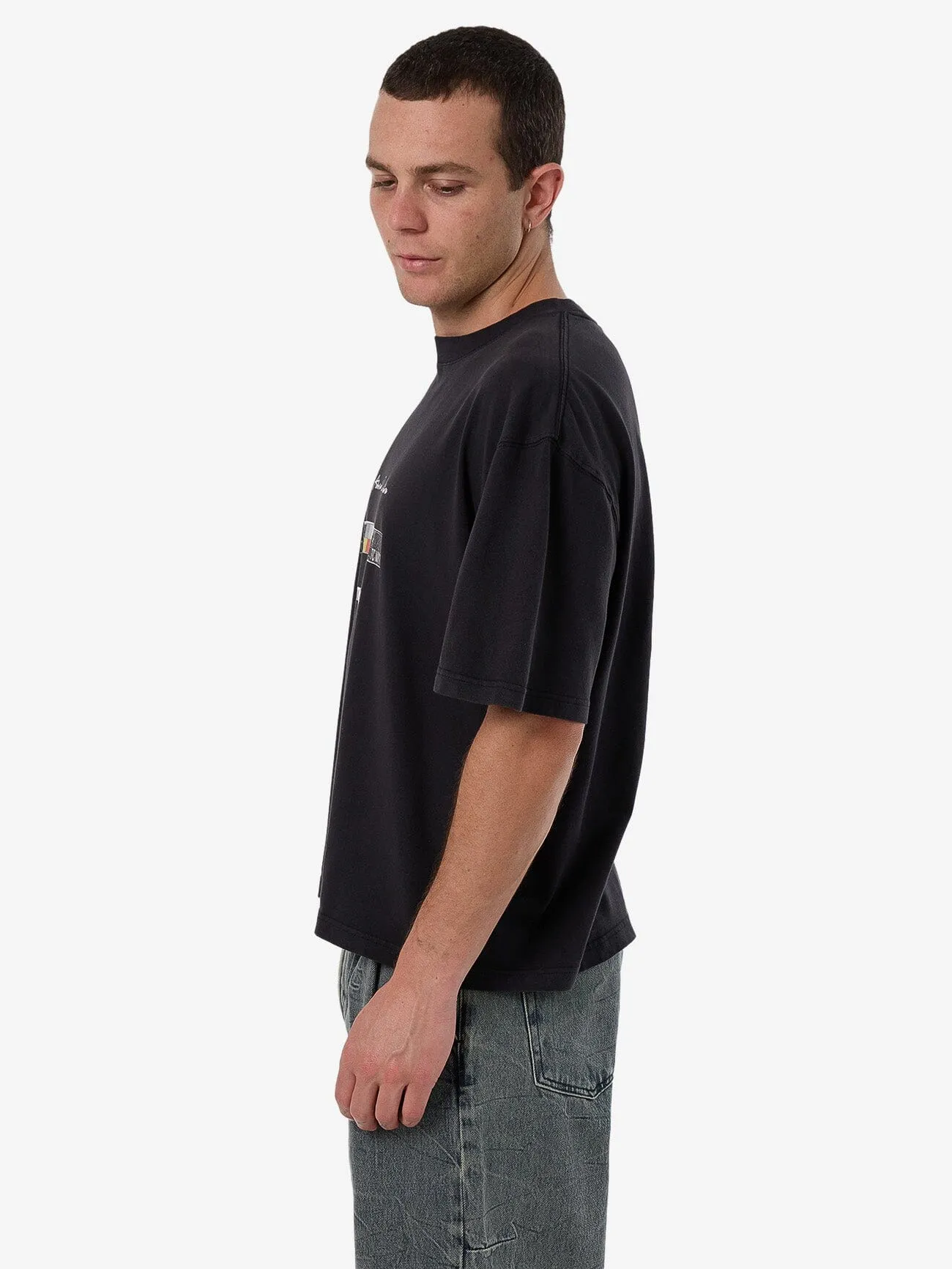Adorned In Nature Box Fit Oversize Short Tee - Faded Black