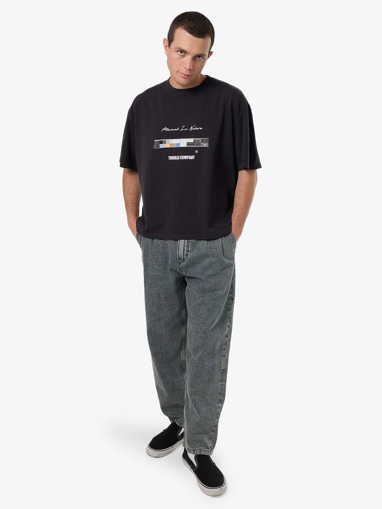 Adorned In Nature Box Fit Oversize Short Tee - Faded Black