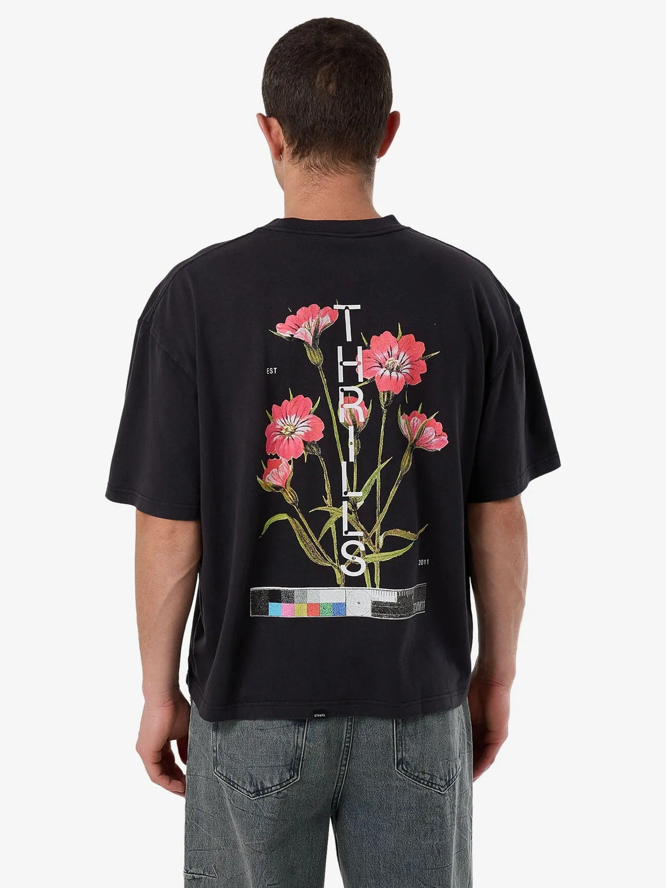 Adorned In Nature Box Fit Oversize Short Tee - Faded Black