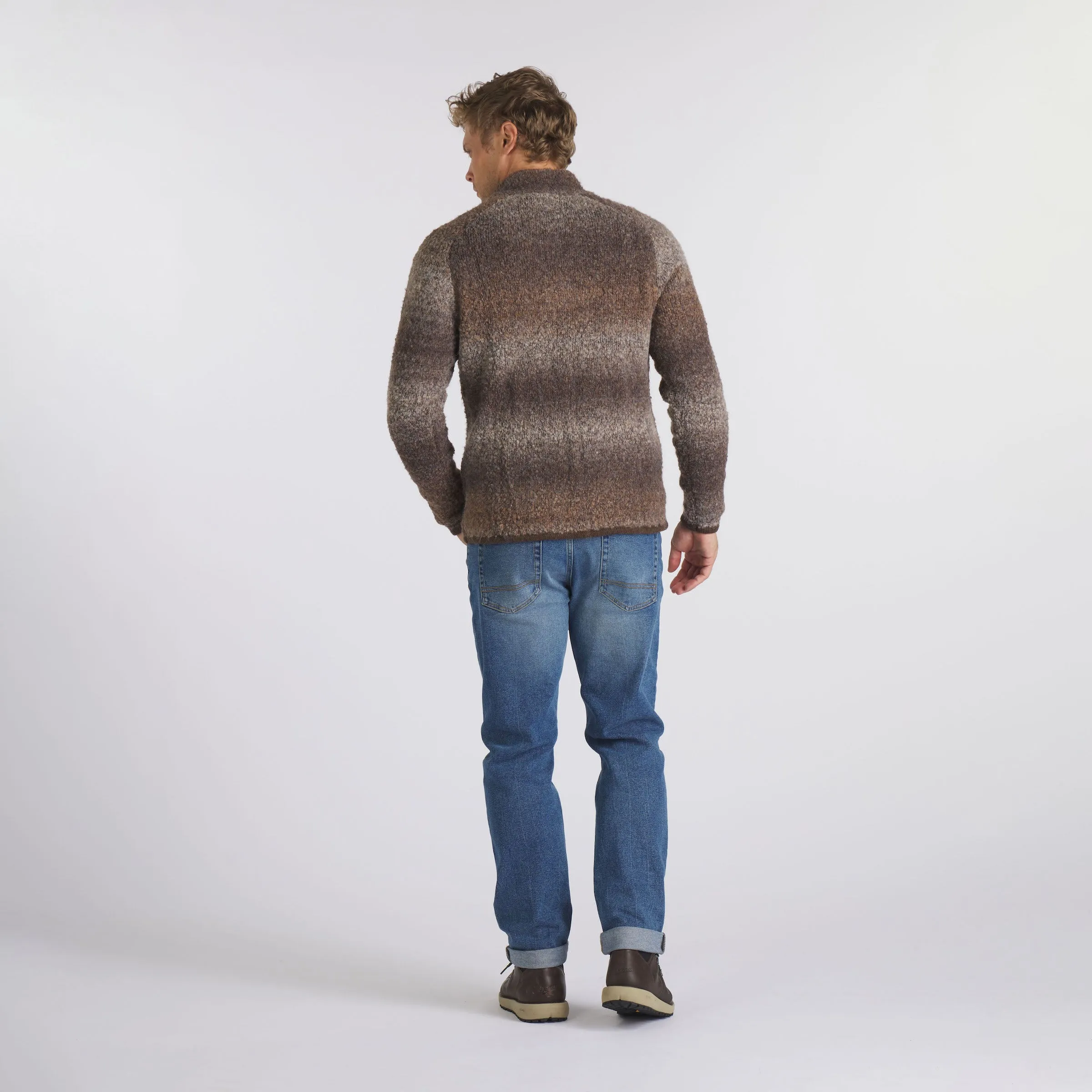 Ambassador Boucle Half Zip Sweater - Brown (Final Sale)