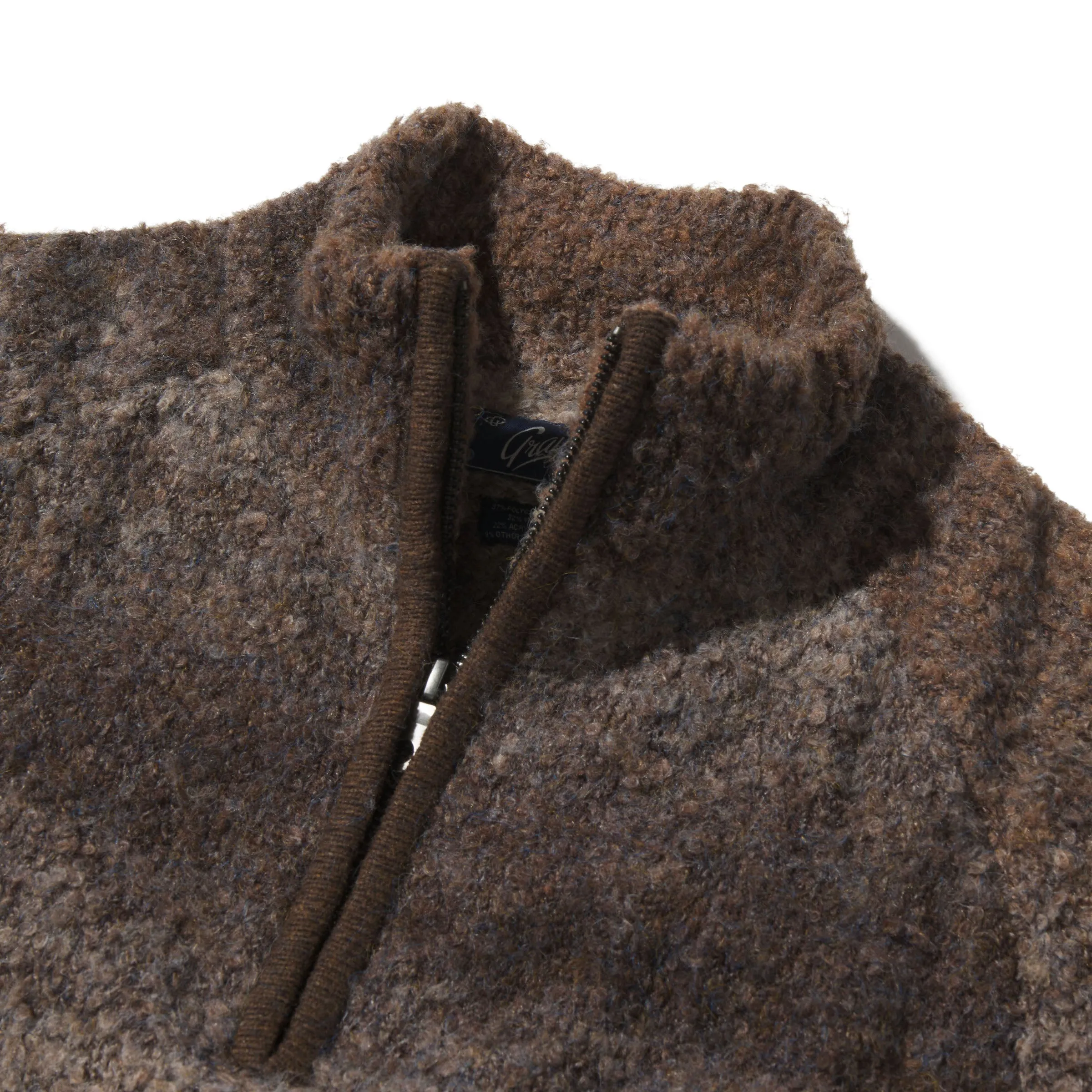 Ambassador Boucle Half Zip Sweater - Brown (Final Sale)