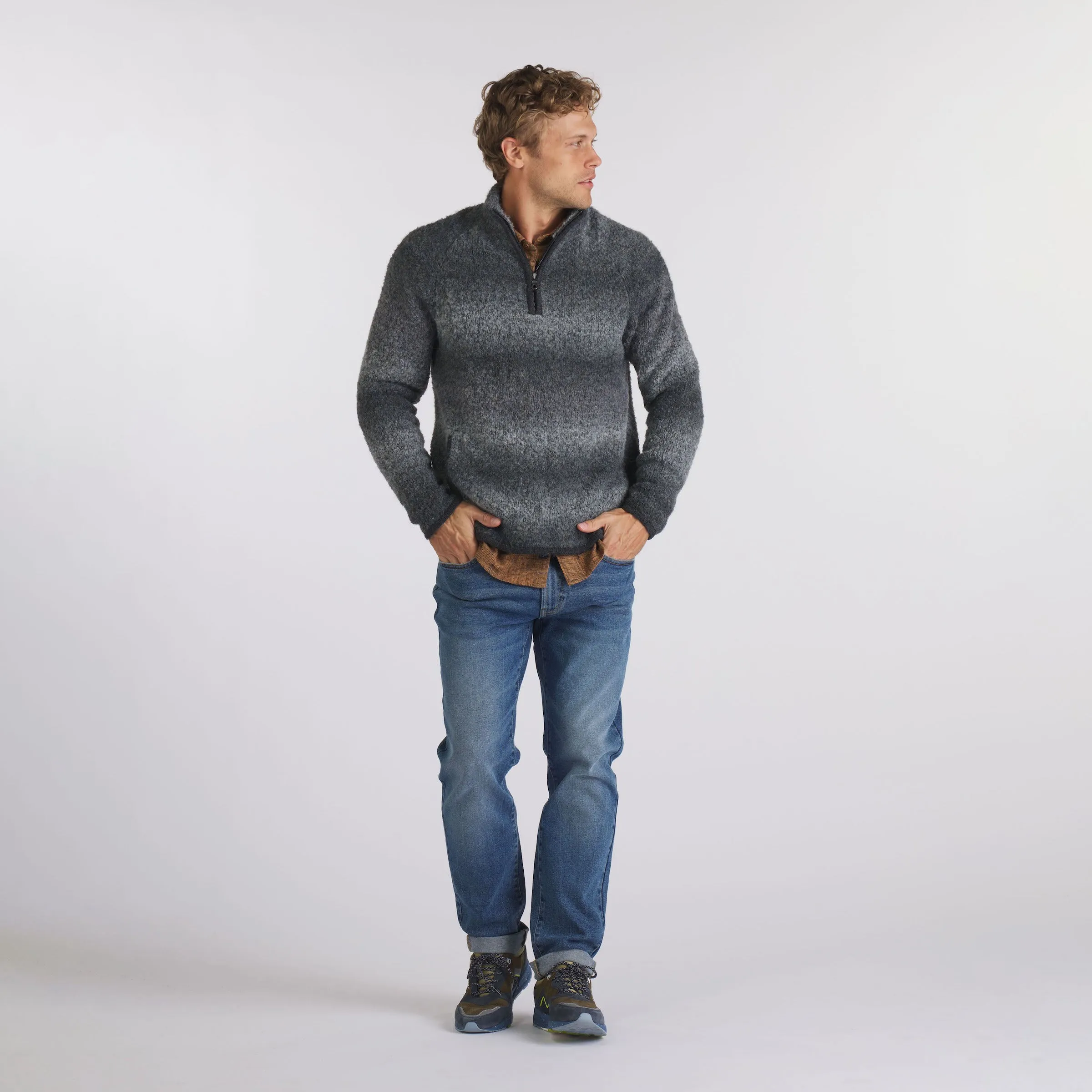 Ambassador Boucle Half Zip Sweater - Charcoal Heather (Final Sale)