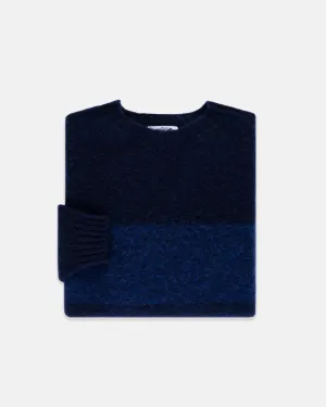 BLUE BLOCK STRIPE SHAGGY DOG SWEATER - TRIM FIT