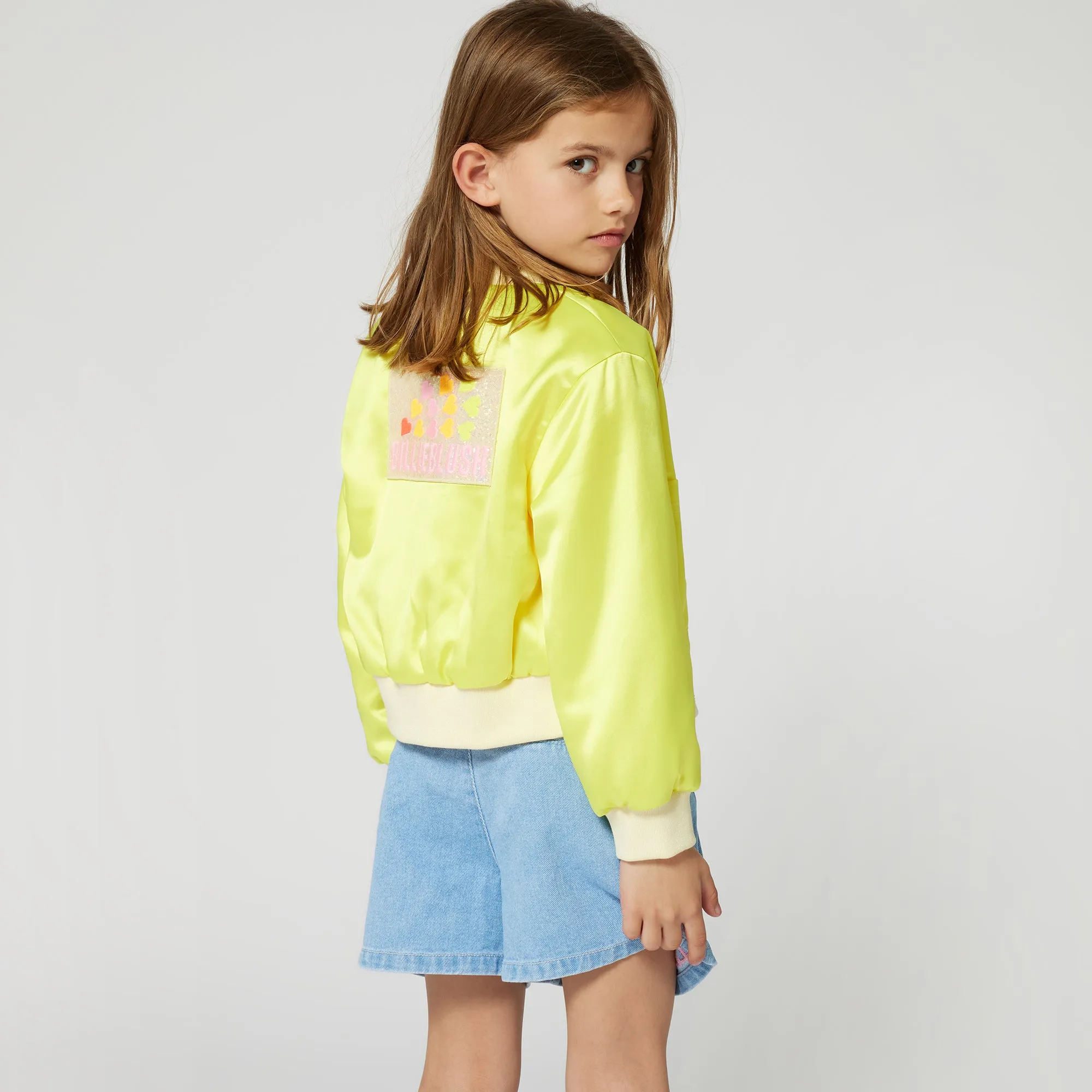 Blue Denim Half Sequined Pattern Shorts