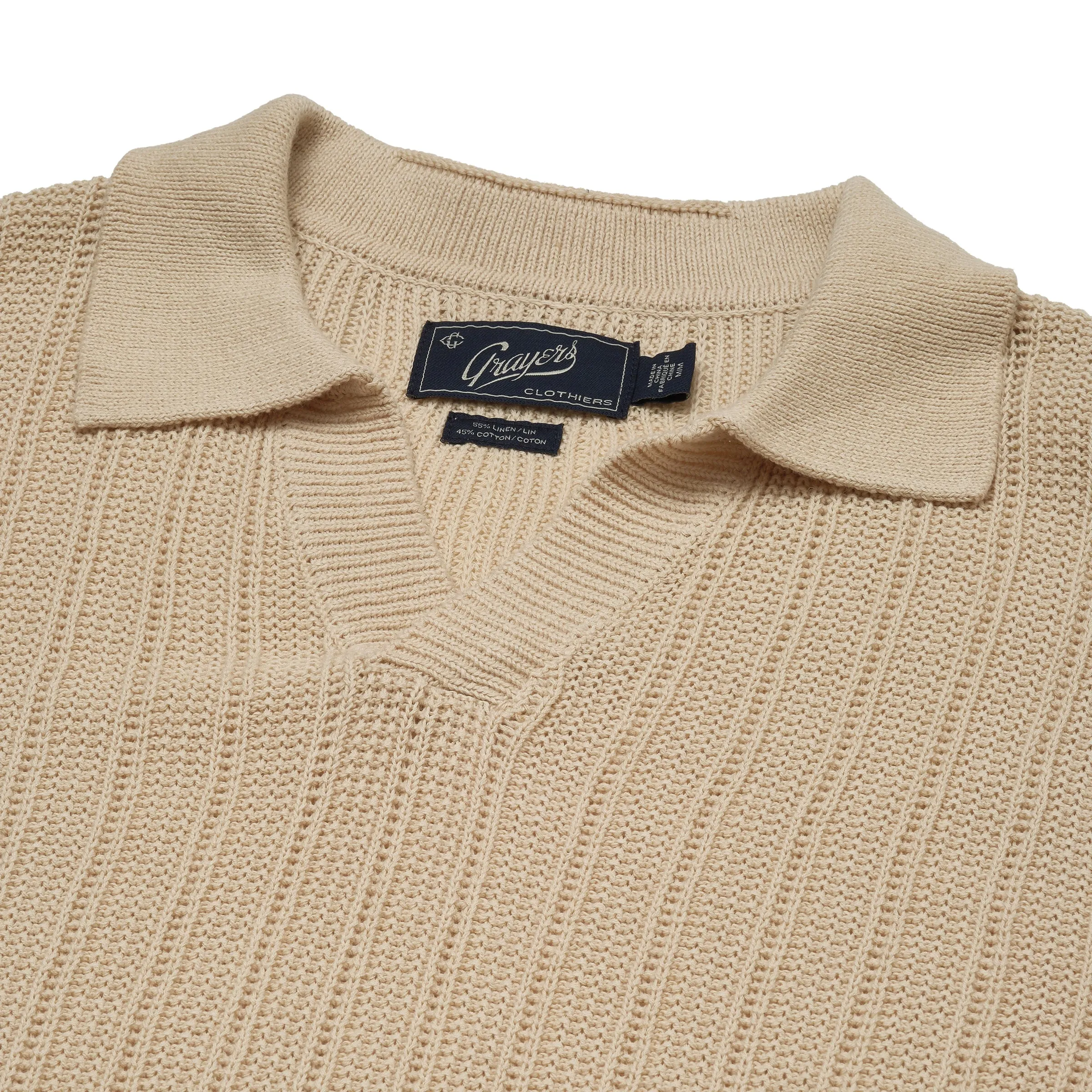 Boca Cotton Linen Johnny Collar Polo - Corn Stalk