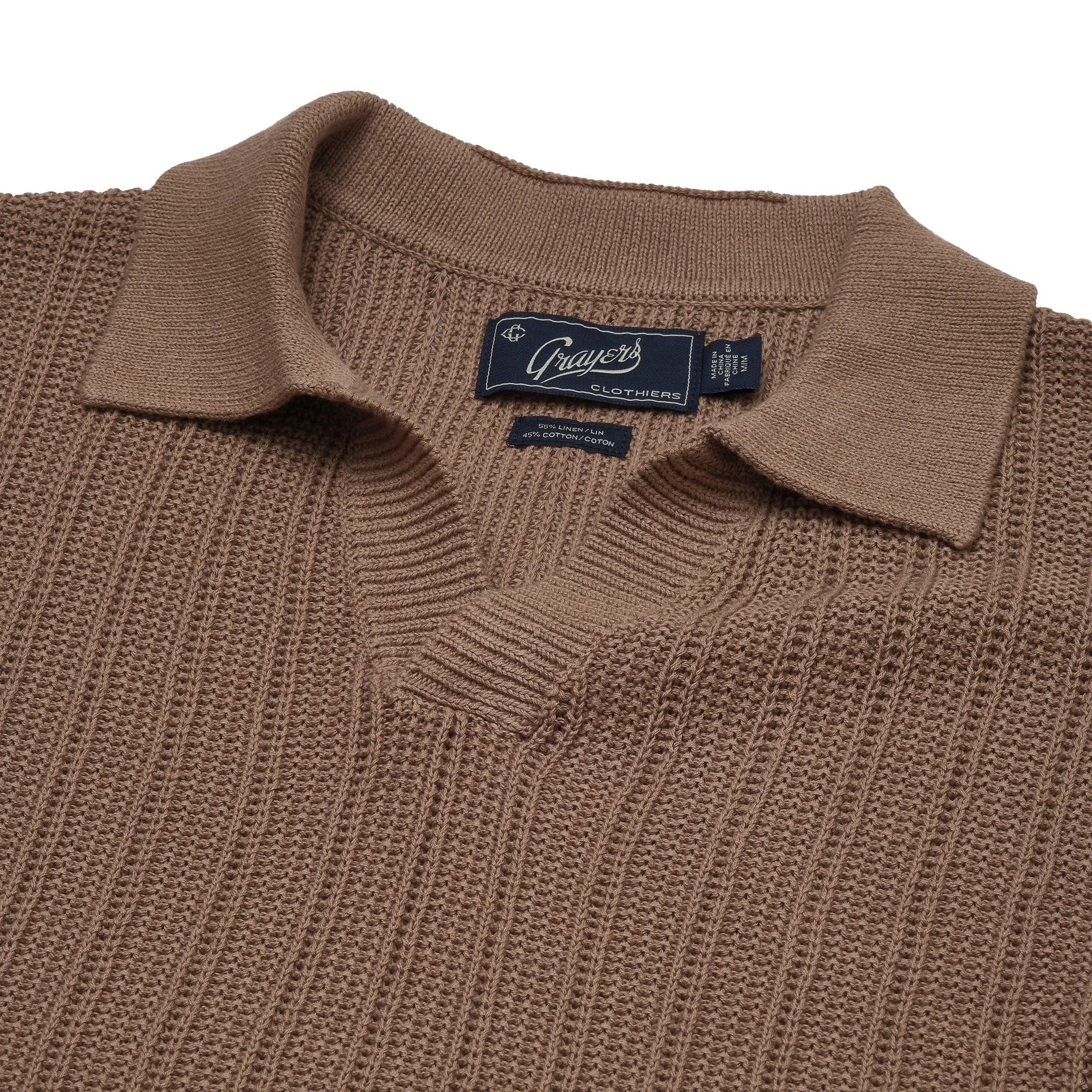 Boca Cotton Linen Johnny Collar Polo - Putty