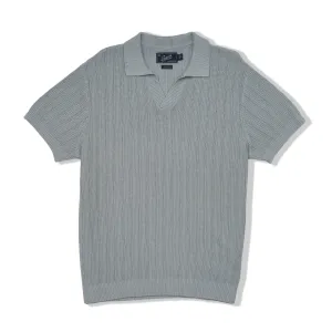 Boca Cotton Linen Johnny Collar Polo - Seafoam