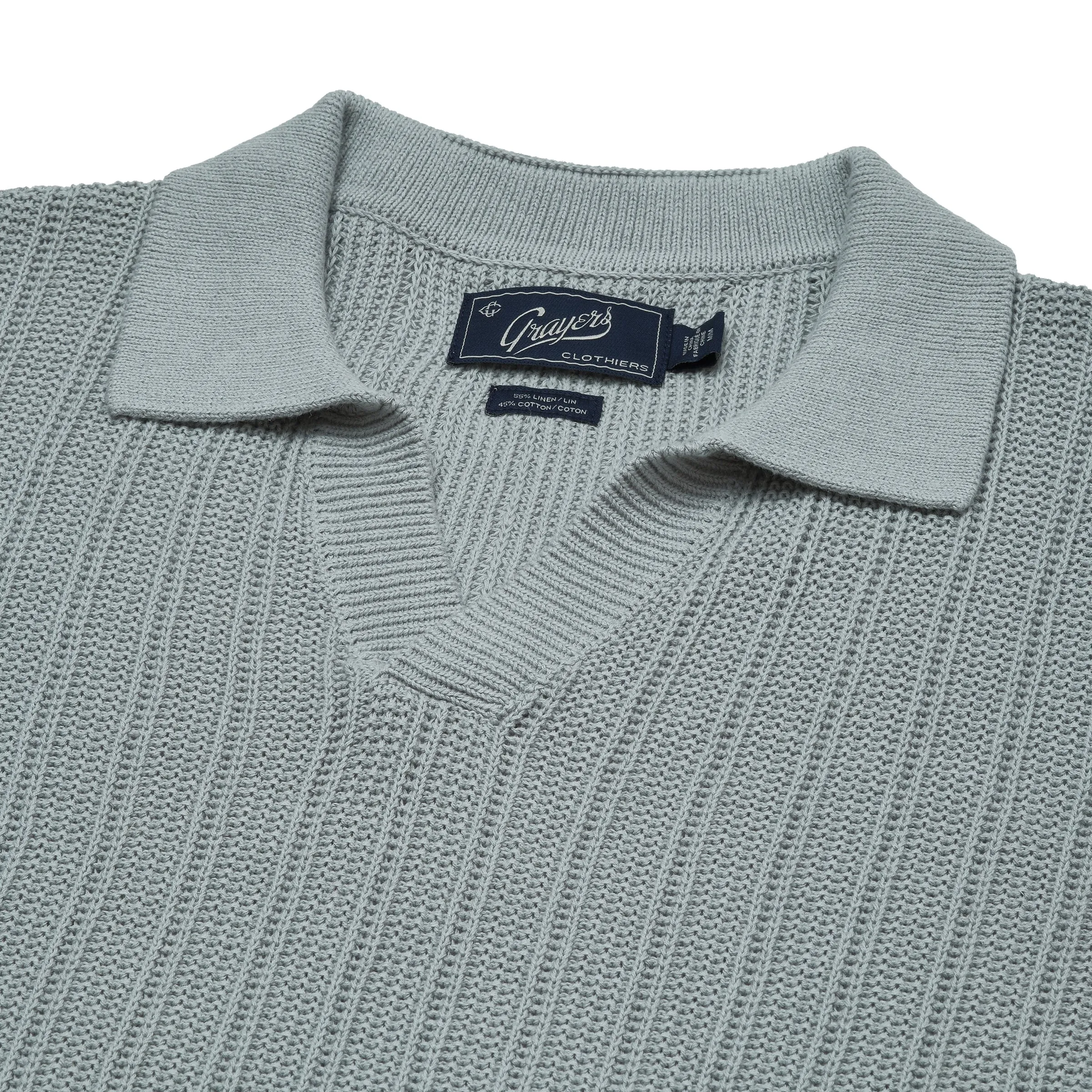 Boca Cotton Linen Johnny Collar Polo - Seafoam