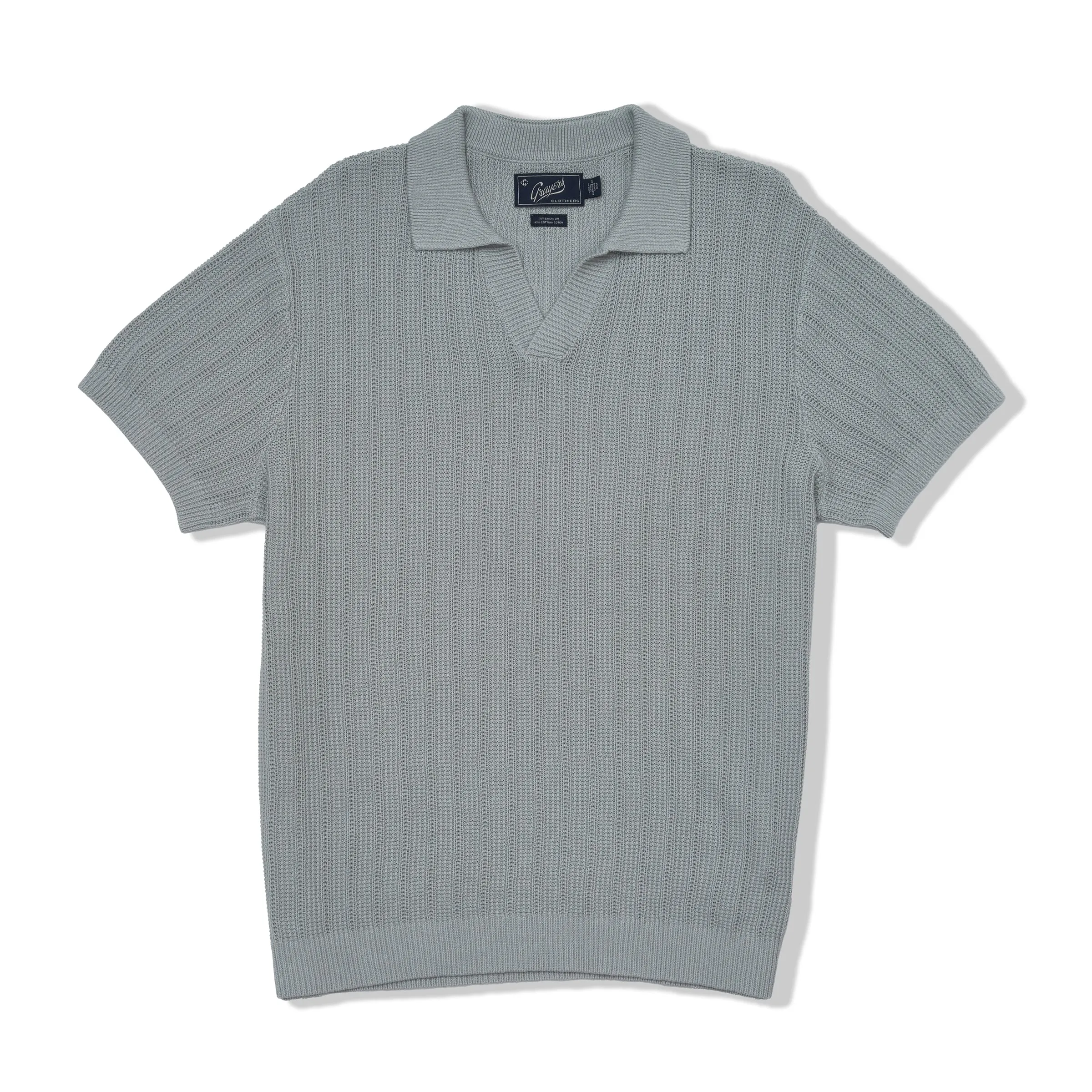 Boca Cotton Linen Johnny Collar Polo - Seafoam