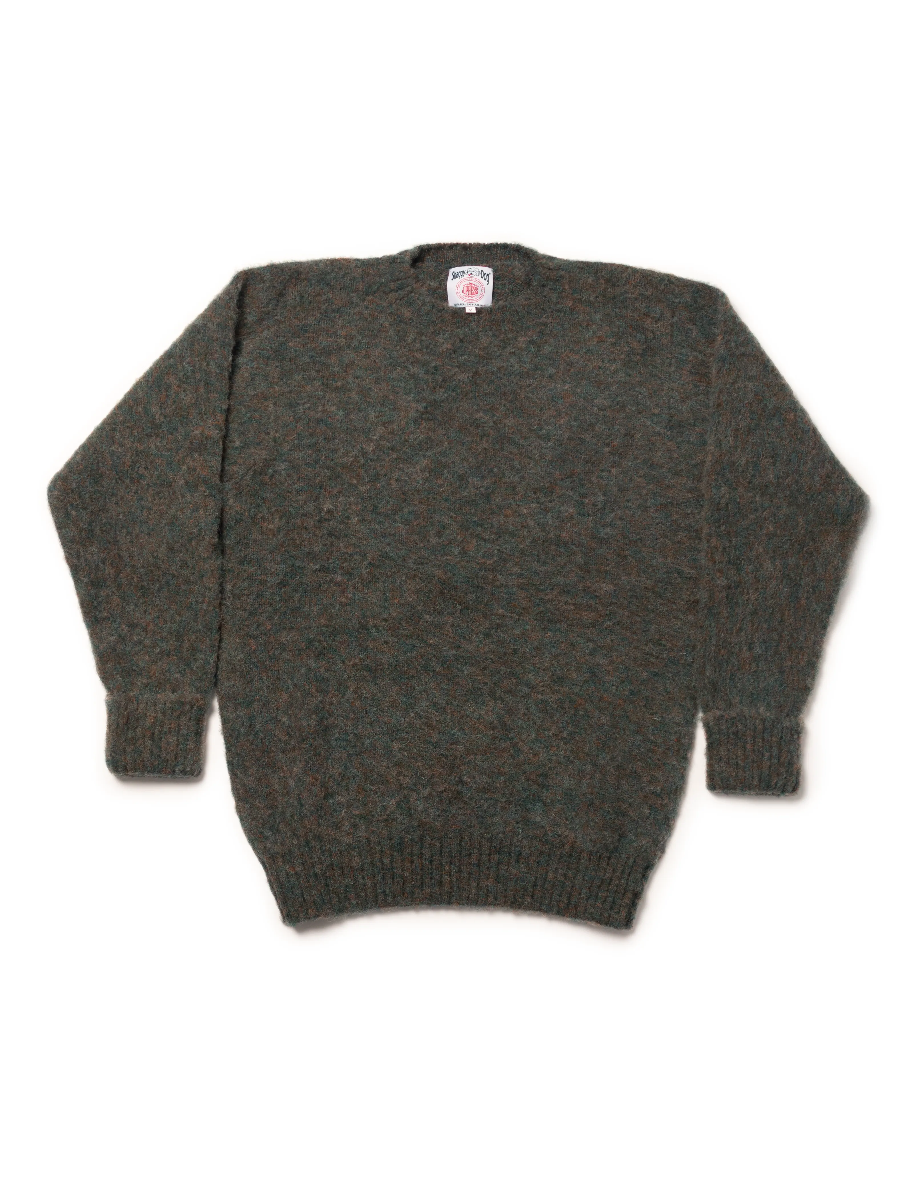 BROWN/BLUE MARL SHAGGY DOG CREWNECK SWEATER