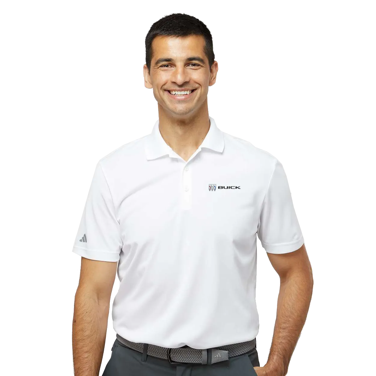 Buick Mens Adidas White Sport Polo