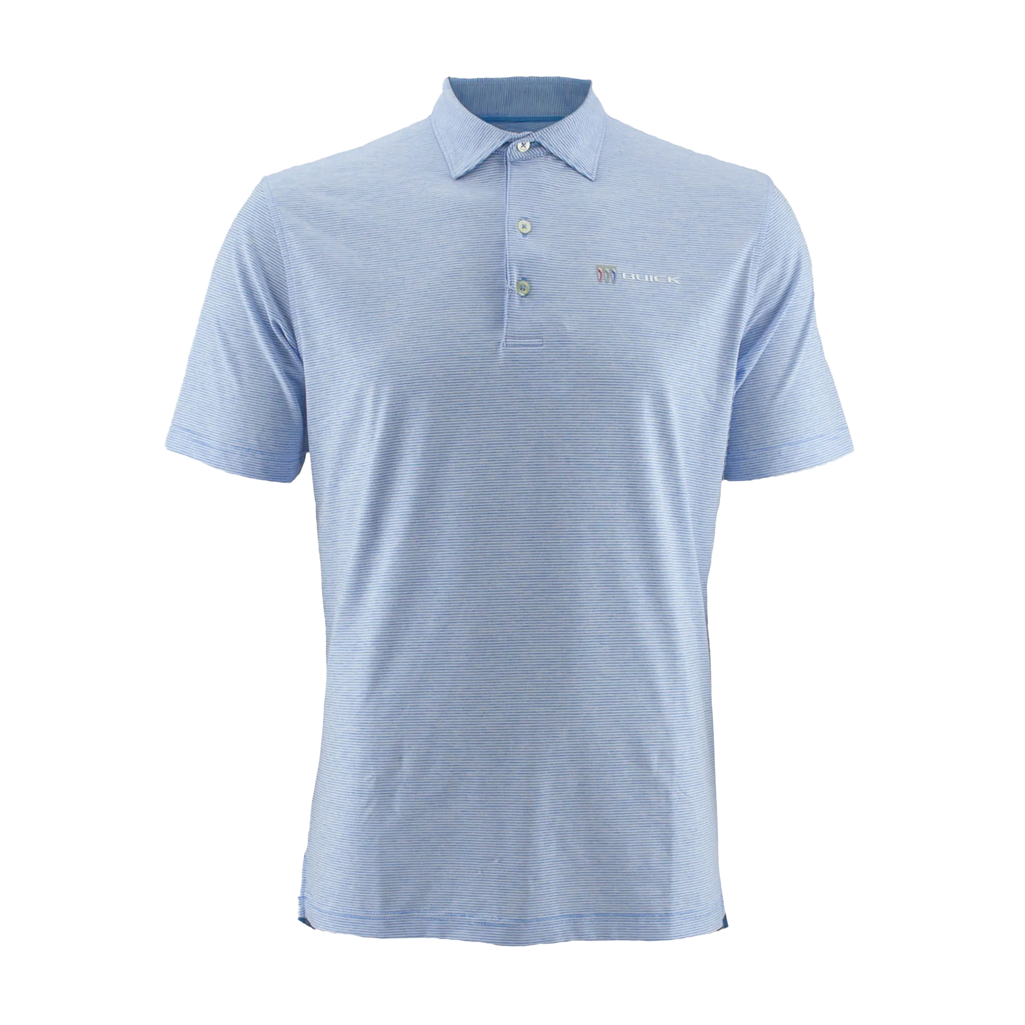Buick Mens Johnnie-O Striped Blue Polo