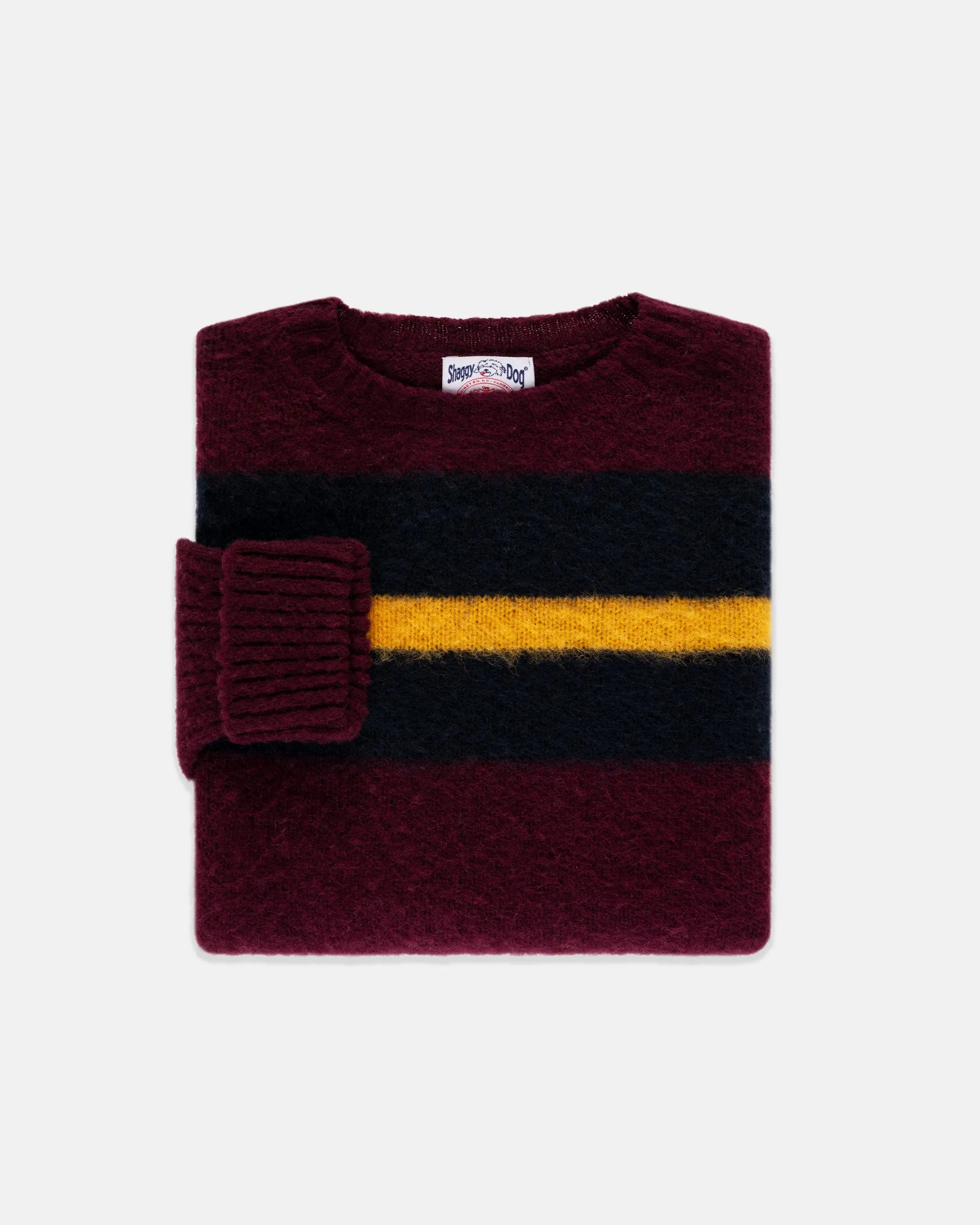BURGUNDY FRAME STRIPE SHAGGY DOG SWEATER