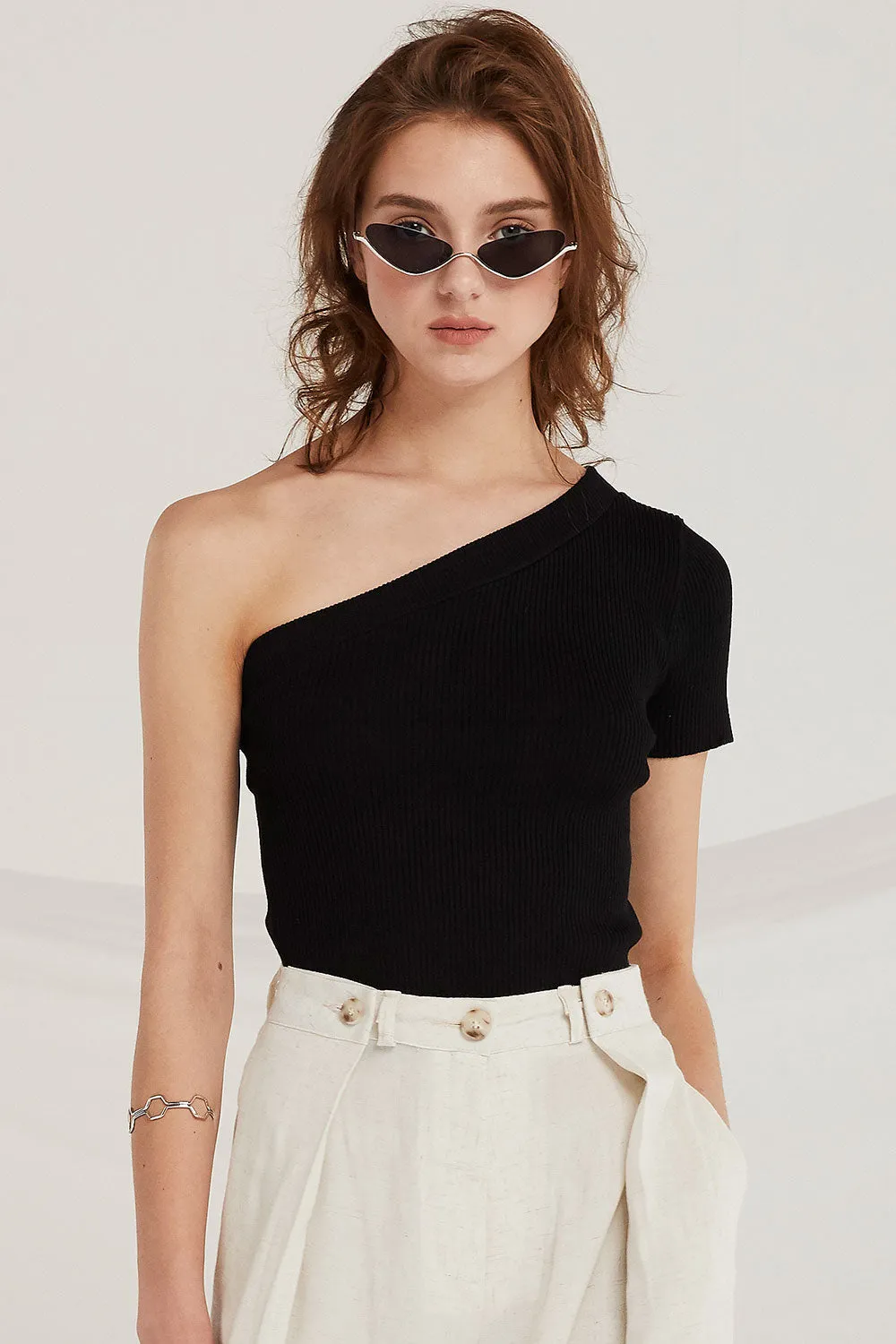 Cara One-Shoulder Knit Top