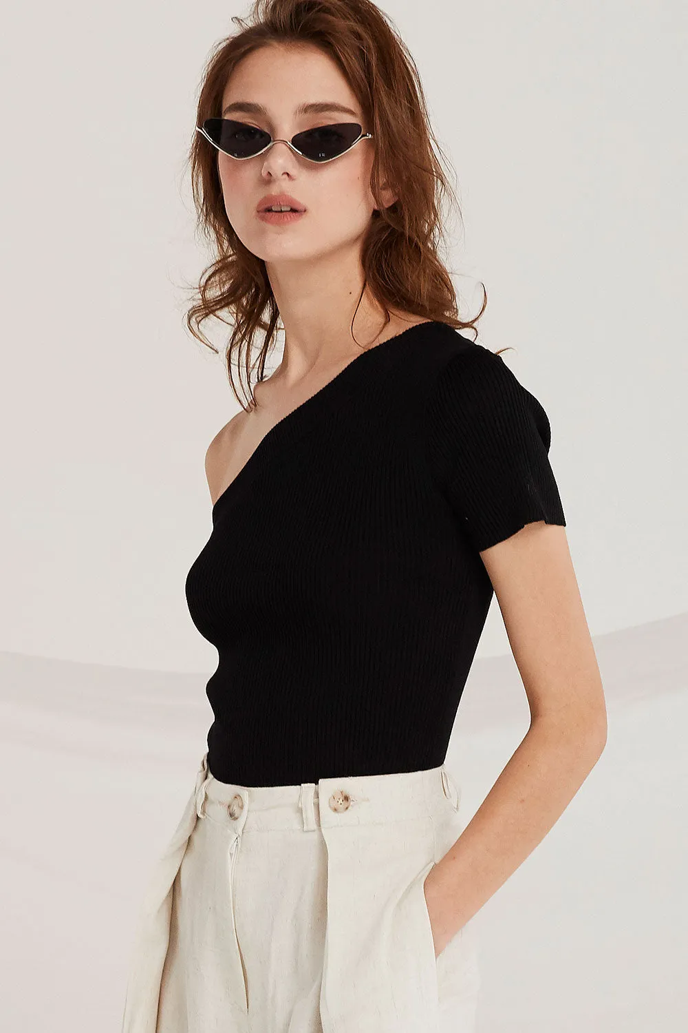 Cara One-Shoulder Knit Top