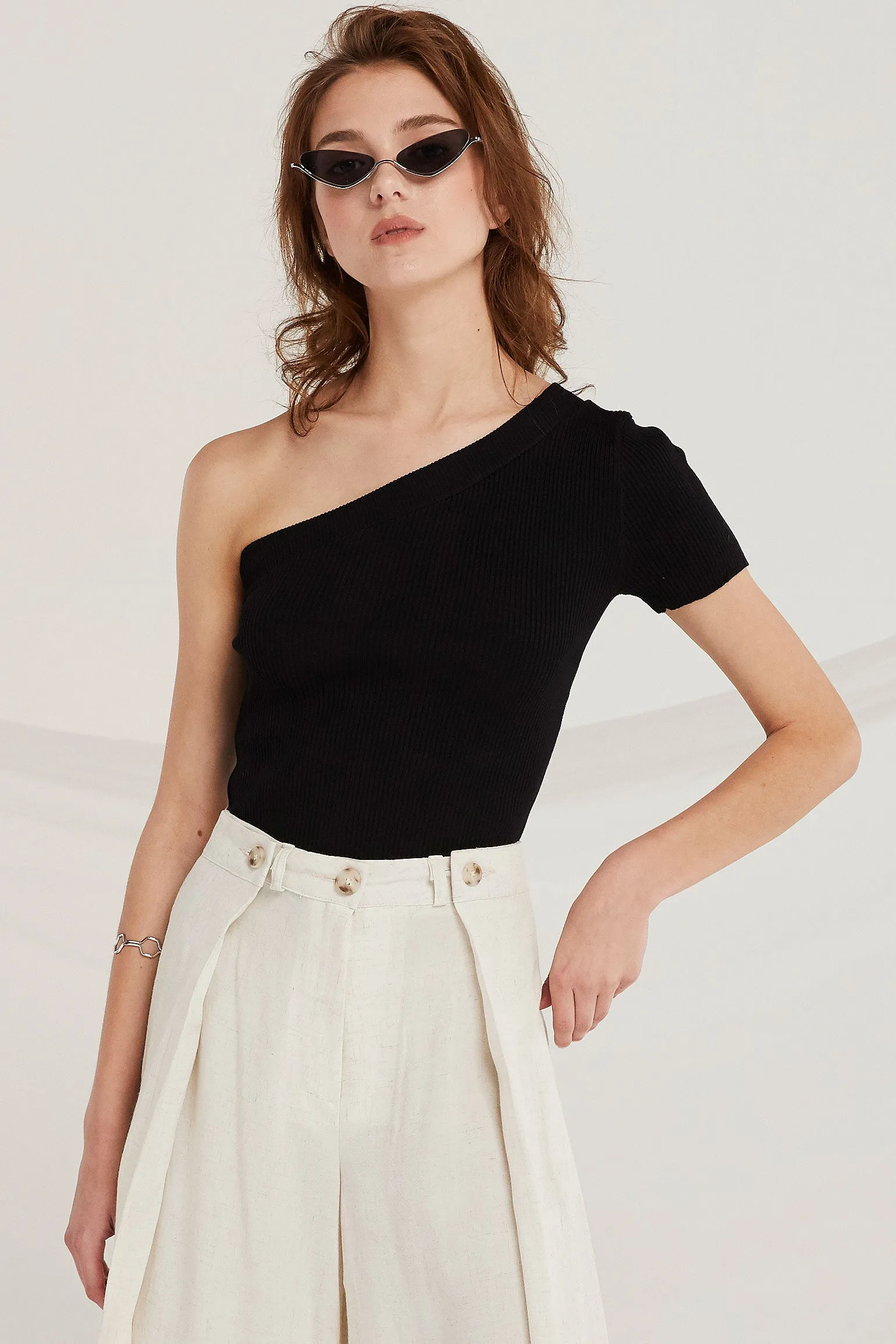 Cara One-Shoulder Knit Top