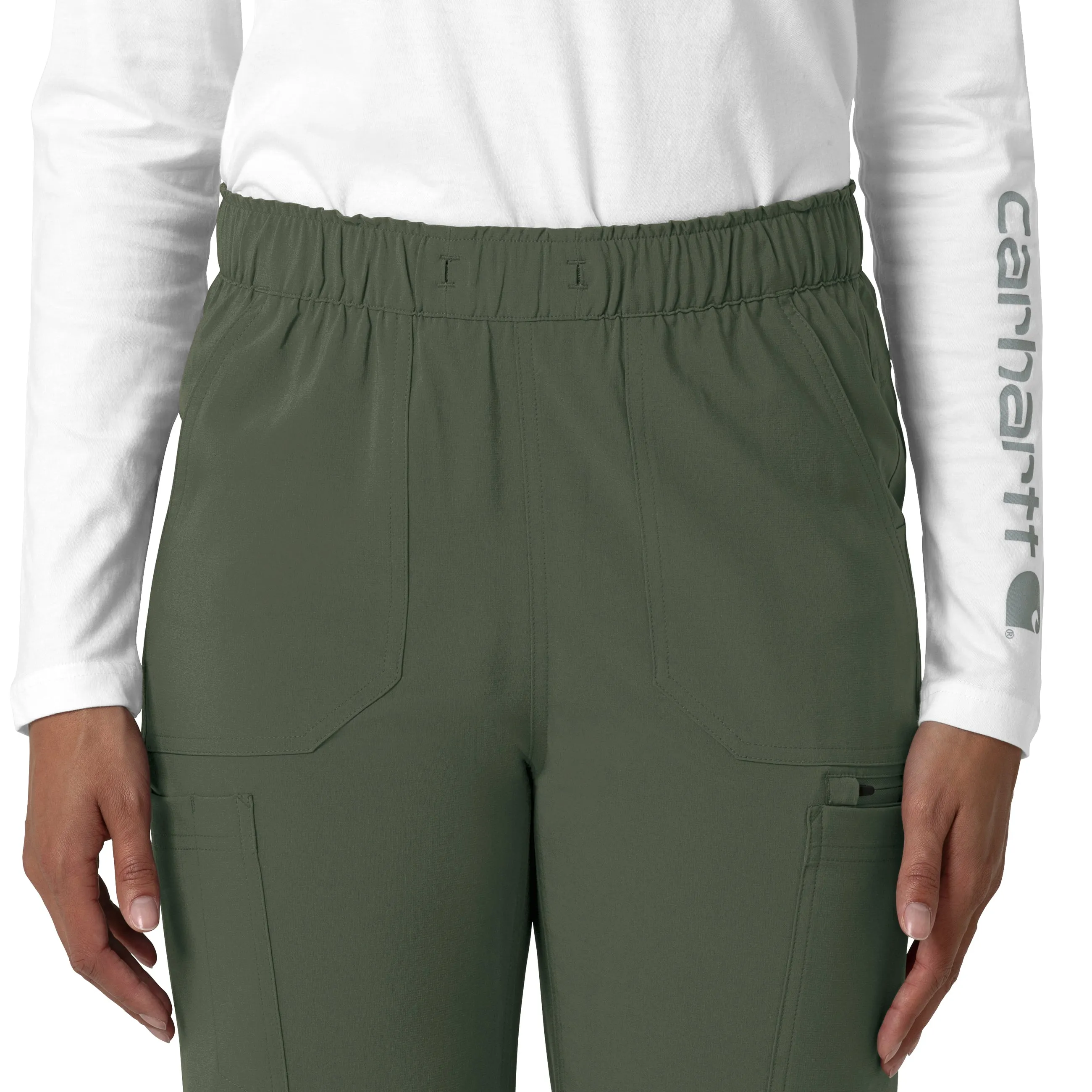 Carhartt Force Cross-Flex Women's Straight Leg Cargo Scrub Pant - Olive