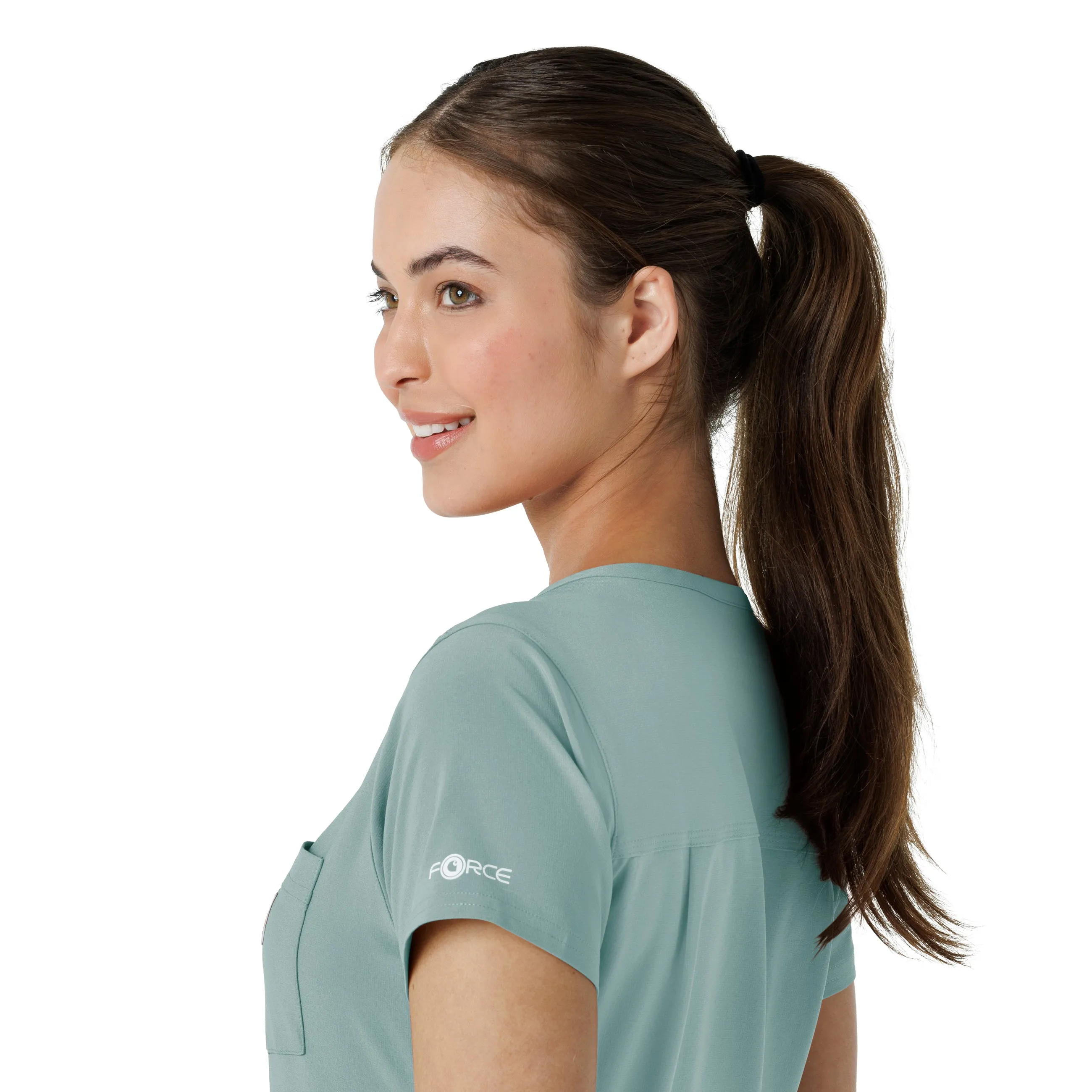 Carhartt Force Cross-Flex Women's Tuck-In Scrub Top - Summer Blue