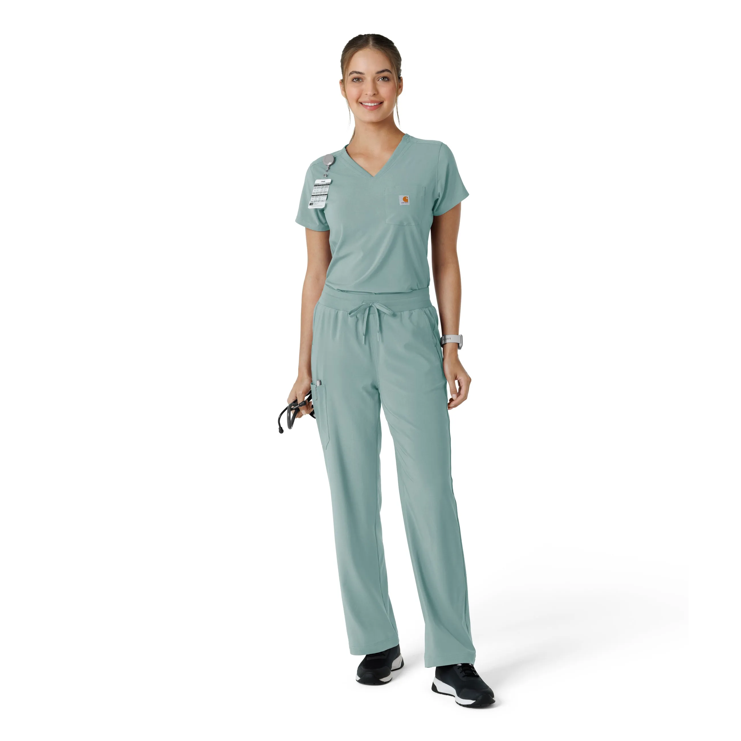 Carhartt Force Cross-Flex Women's Tuck-In Scrub Top - Summer Blue