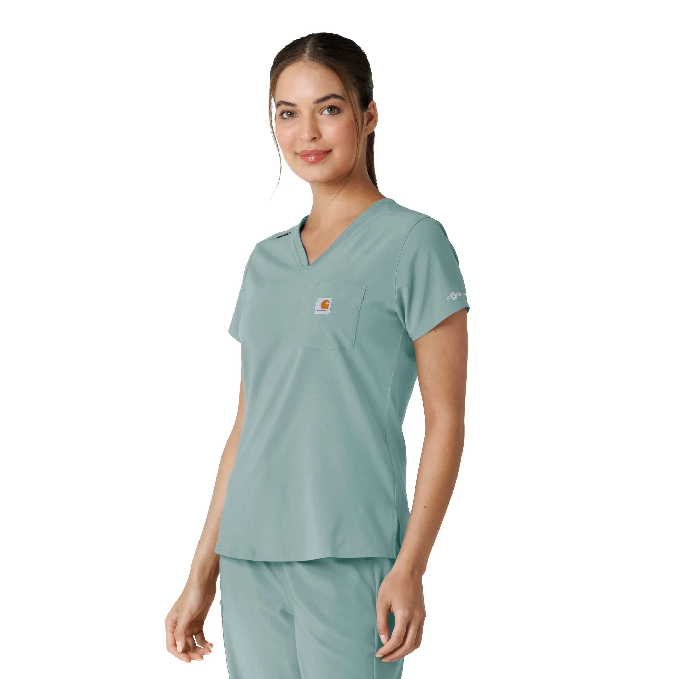 Carhartt Force Cross-Flex Women's Tuck-In Scrub Top - Summer Blue