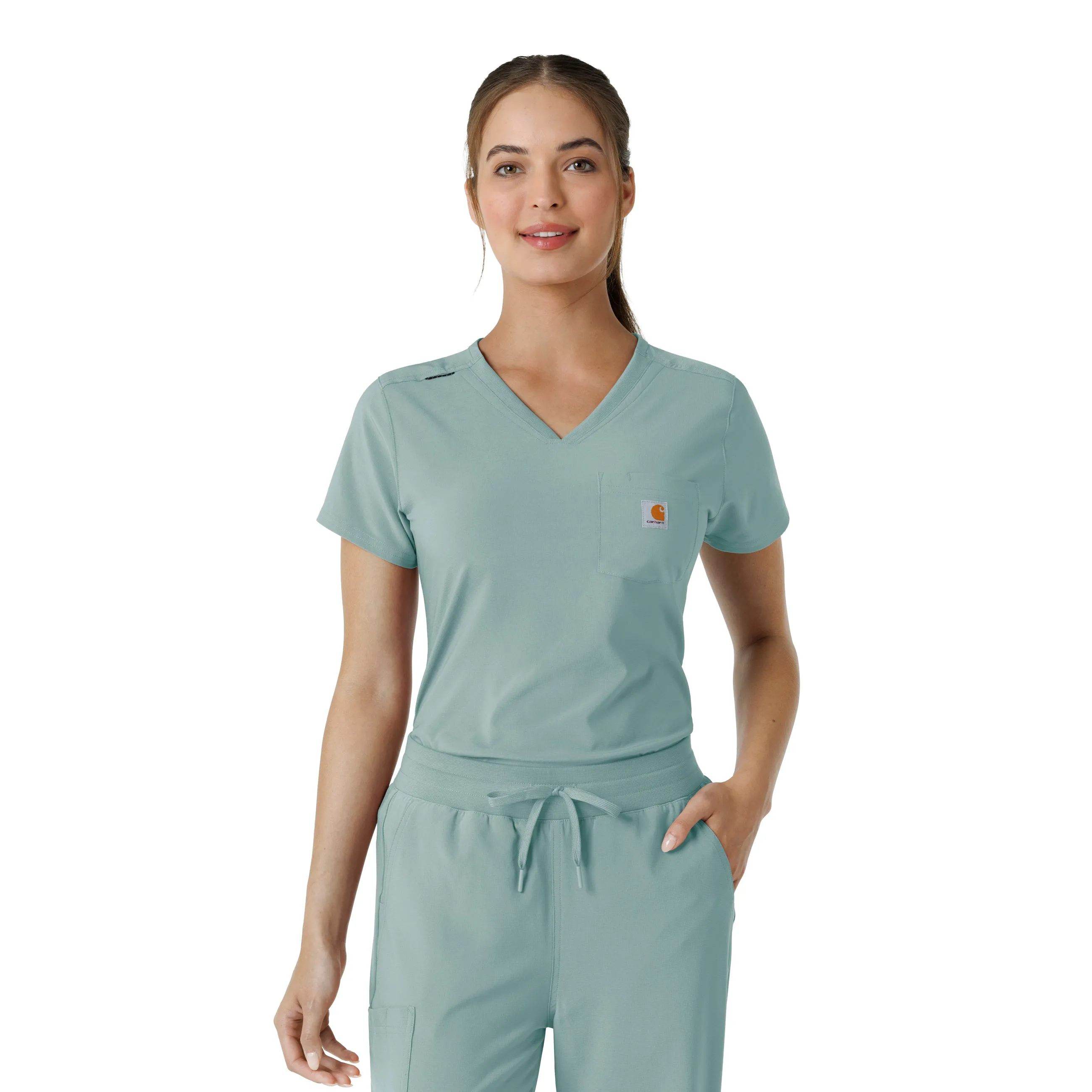 Carhartt Force Cross-Flex Women's Tuck-In Scrub Top - Summer Blue