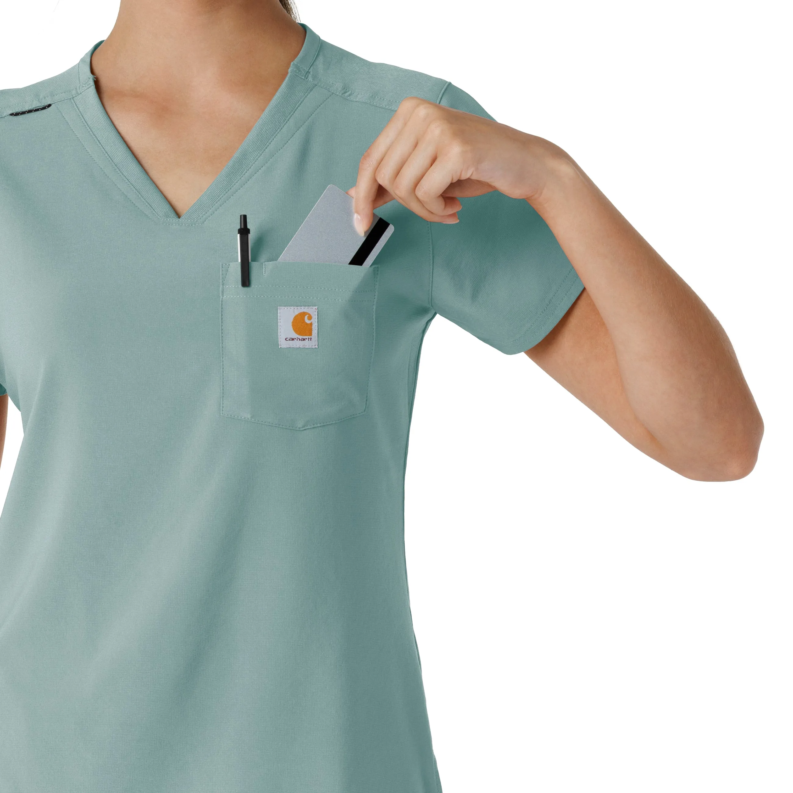 Carhartt Force Cross-Flex Women's Tuck-In Scrub Top - Summer Blue