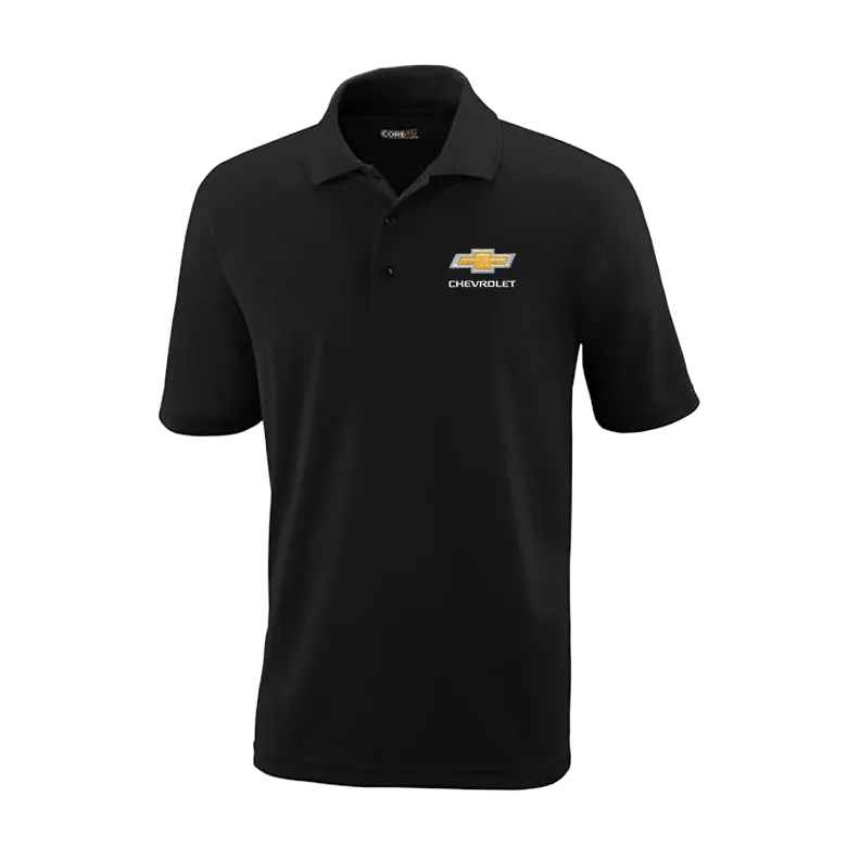 Chevrolet Gold Bowtie Black Performance Pique Polo