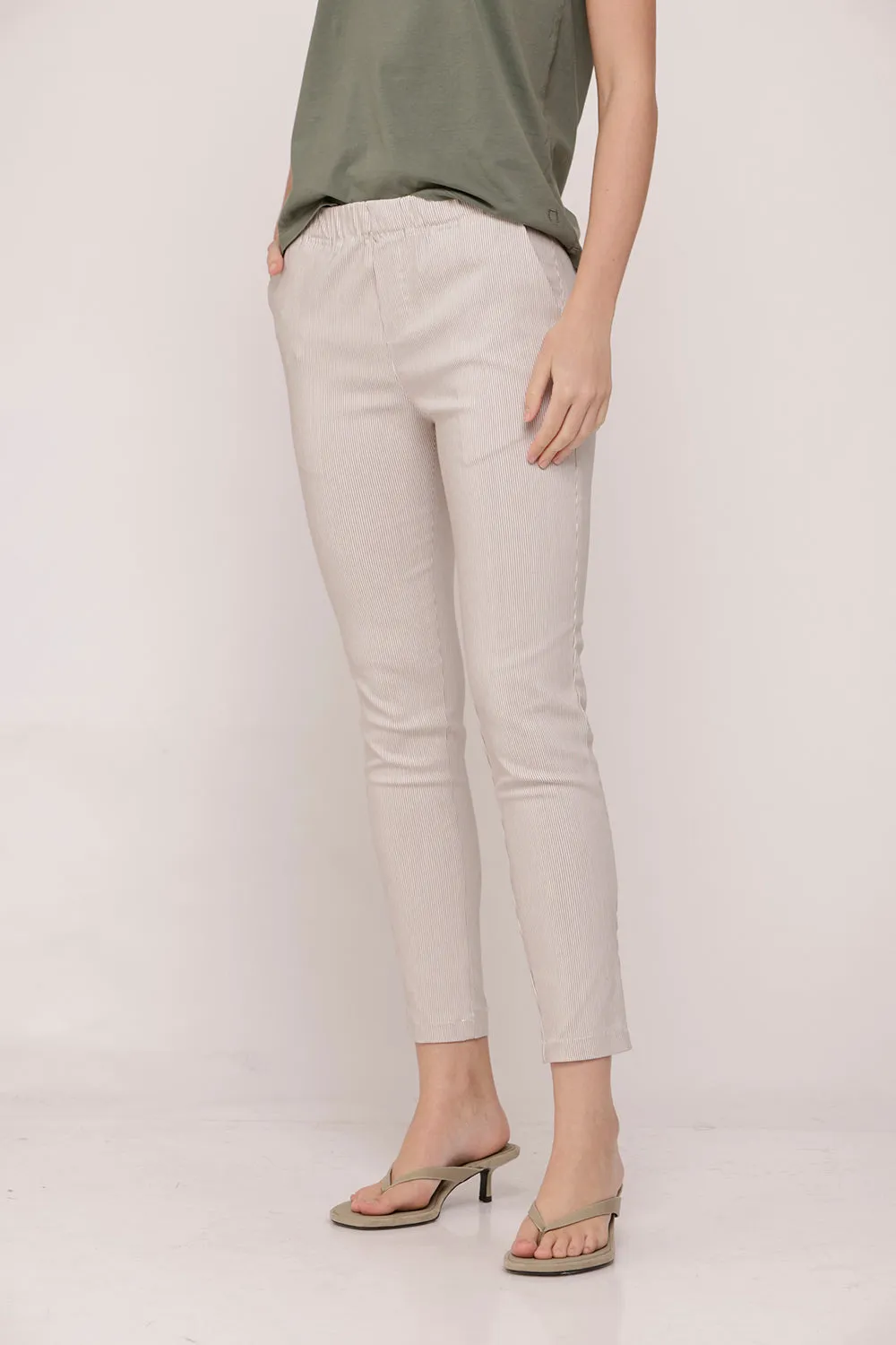 Classic White With Brown Stripes Pants